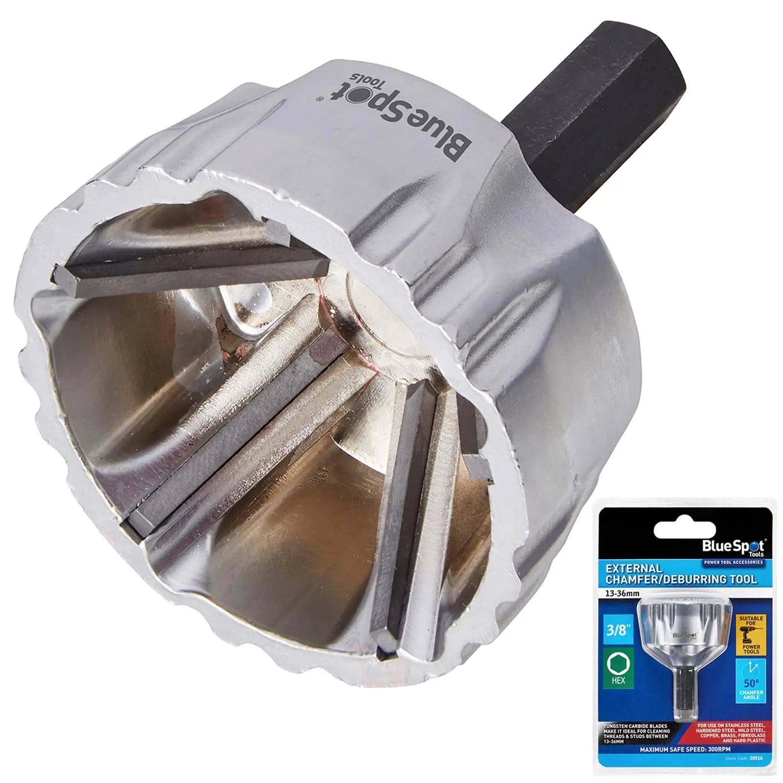BlueSpot External Chamfer Deburring Tool 13-36mm White Rose Tools