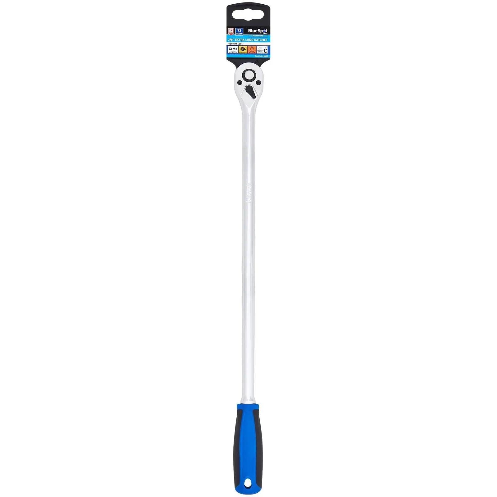 BlueSpot Extra Long Ratchet Wrench 3/8" Drive 460mm 72 Teeth  White Rose Tools