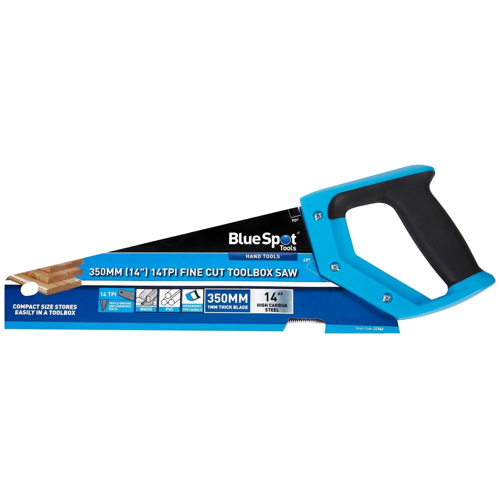 BlueSpot Fine Cut Toolbox Saw 14TPI 14  White Rose Tools