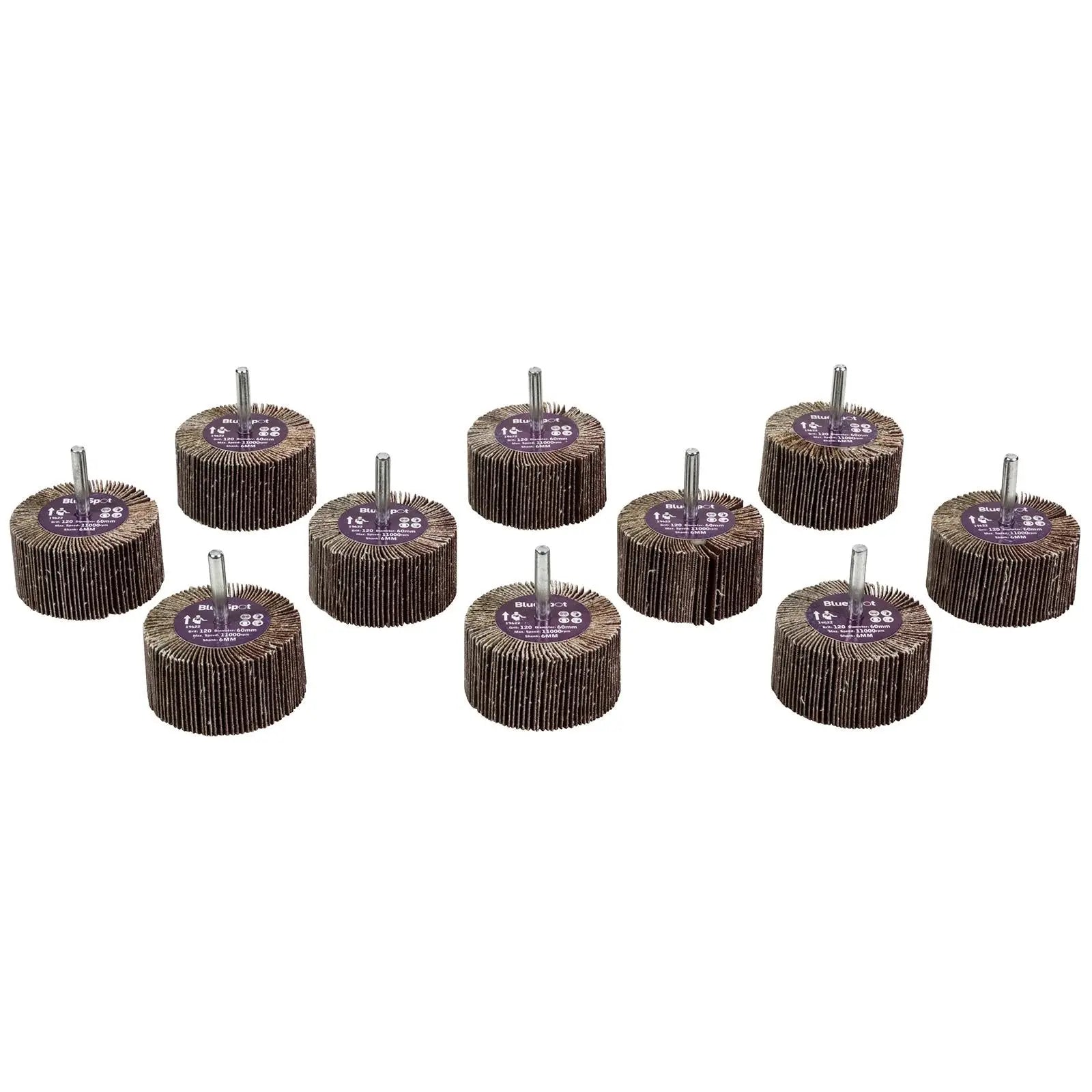 BlueSpot Flap Wheels In Box 10 Pieces 120 Grit 60mm