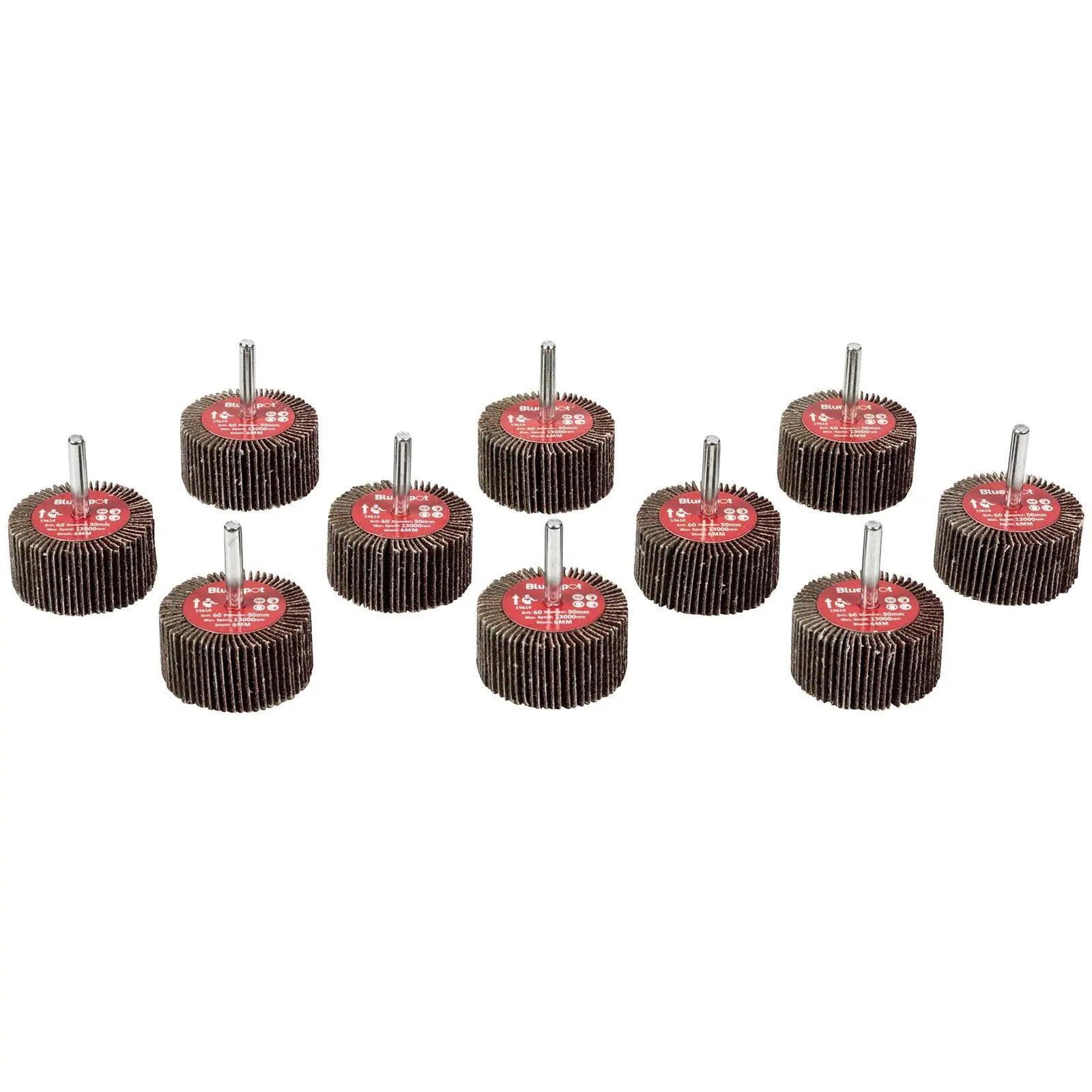 BlueSpot Flap Wheels In Box 10 Pieces 60 Grit 50mm