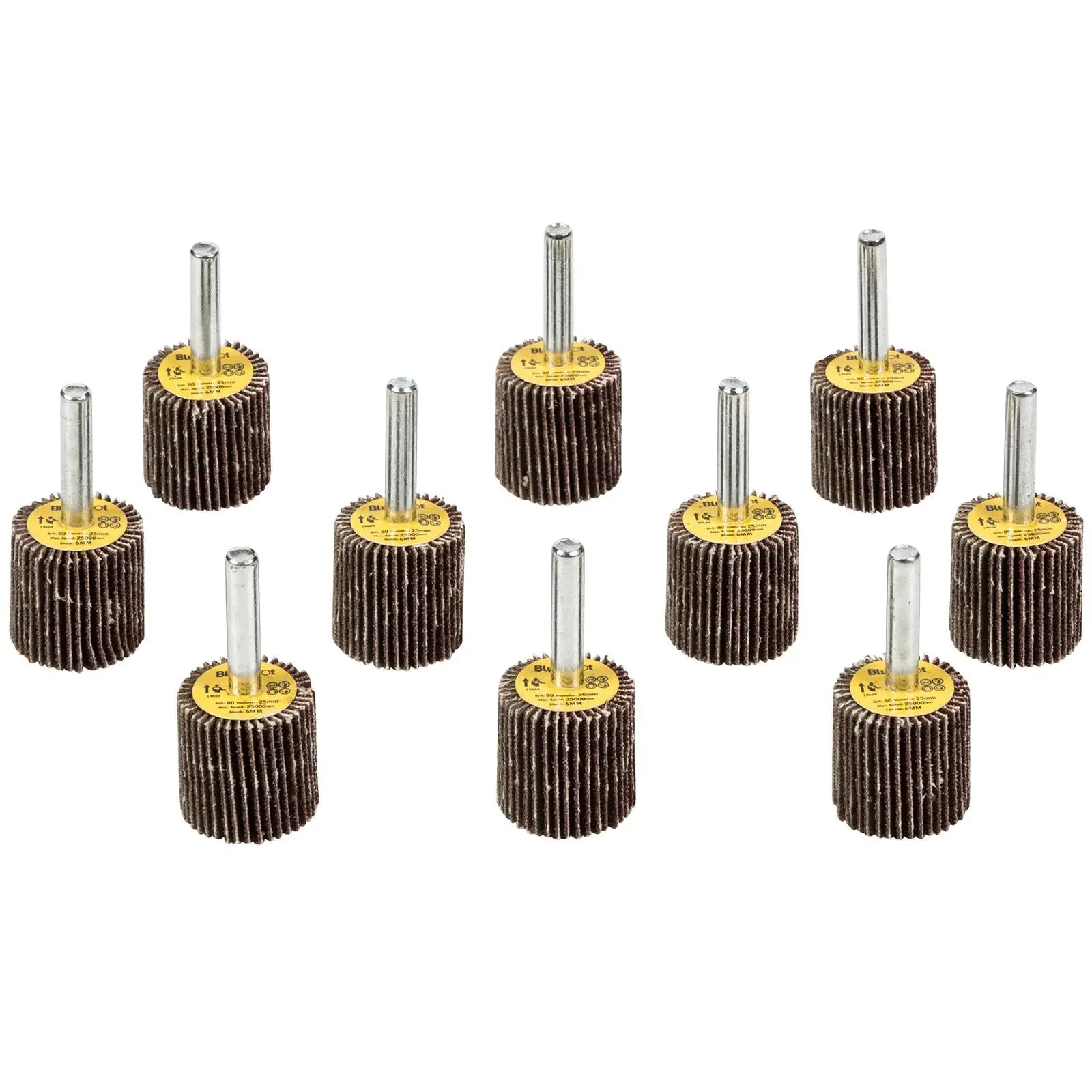 BlueSpot Flap Wheels In Box 10 Pieces 80 Grit 25mm