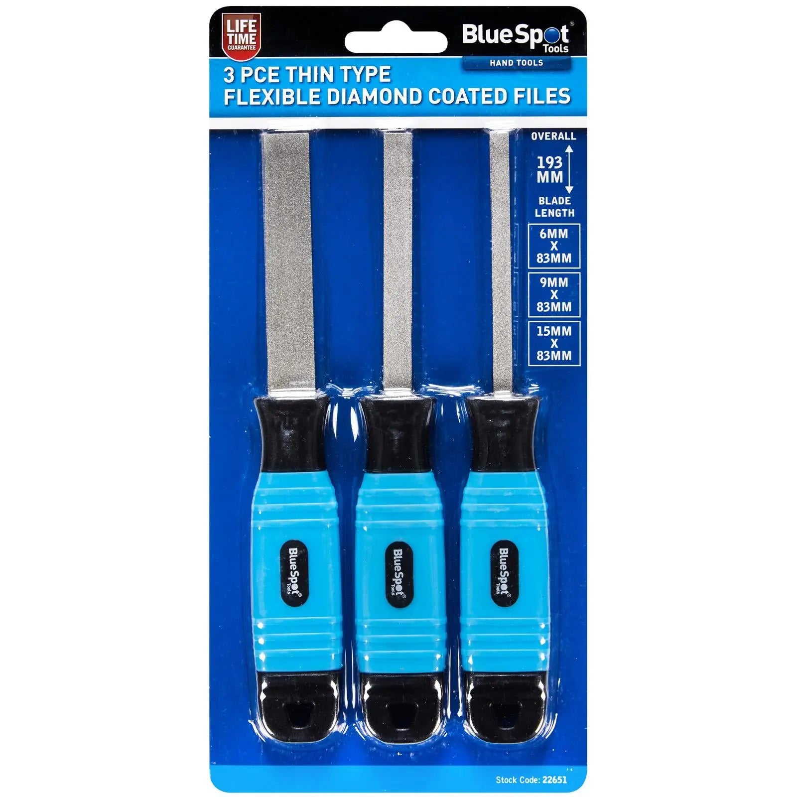 BlueSpot Flexible Diamond Coated Files Thin Type 3 Piece White Rose Tools