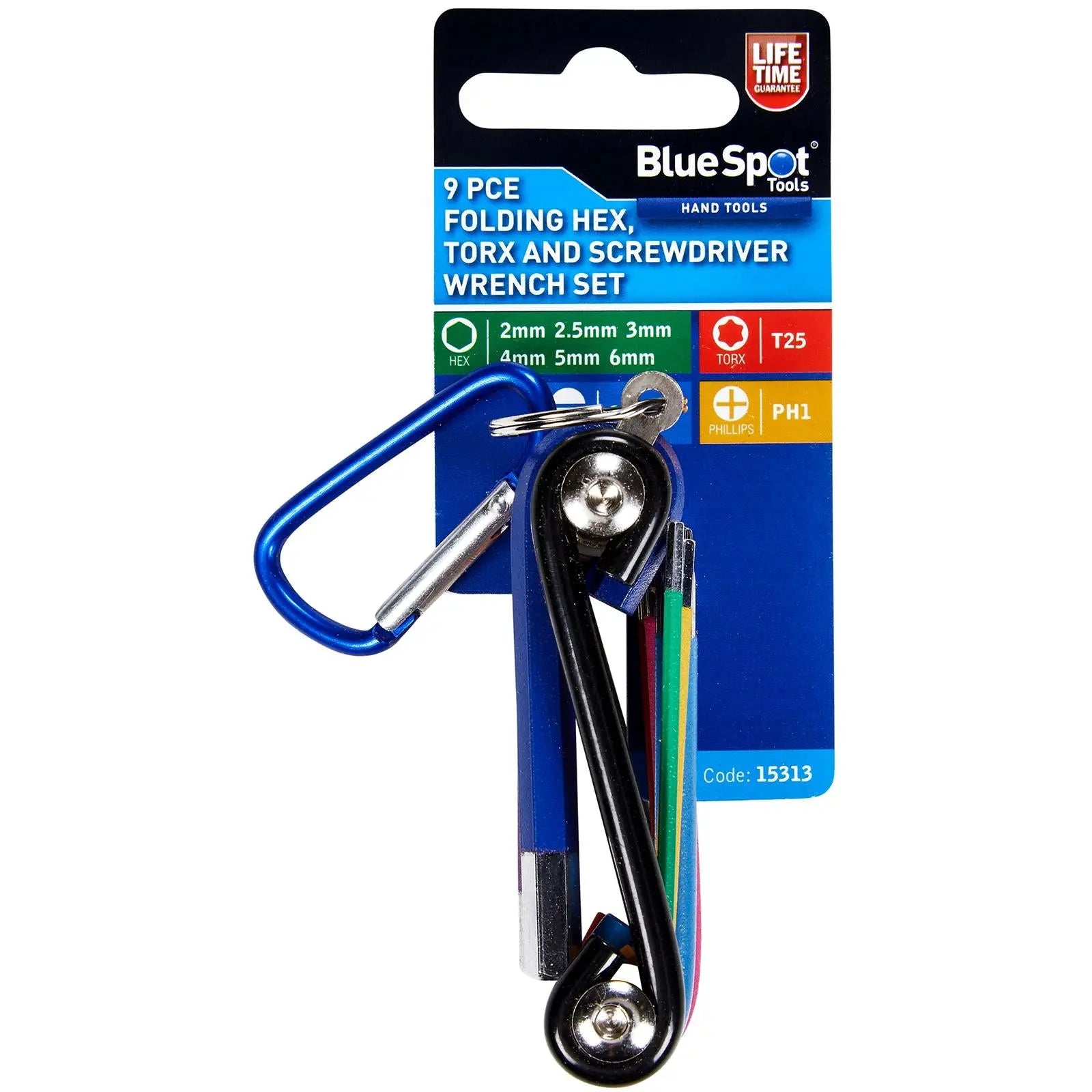 BlueSpot Folding Hex Torx and Screwdriver Wrench Set 9 pc