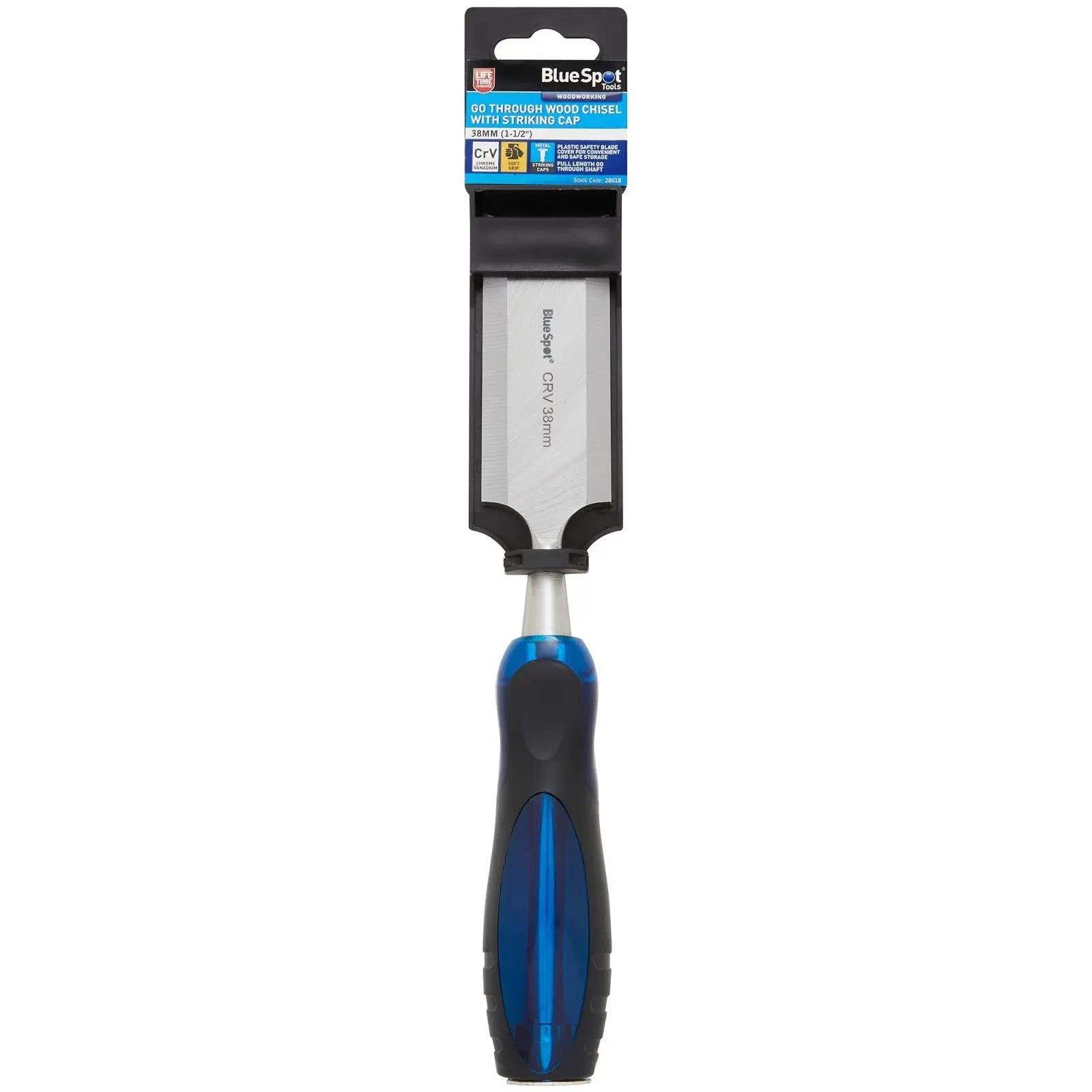 BlueSpot Go Through Wood Chisel with Striking Cap 38mm 1 1/2 White Rose Tools