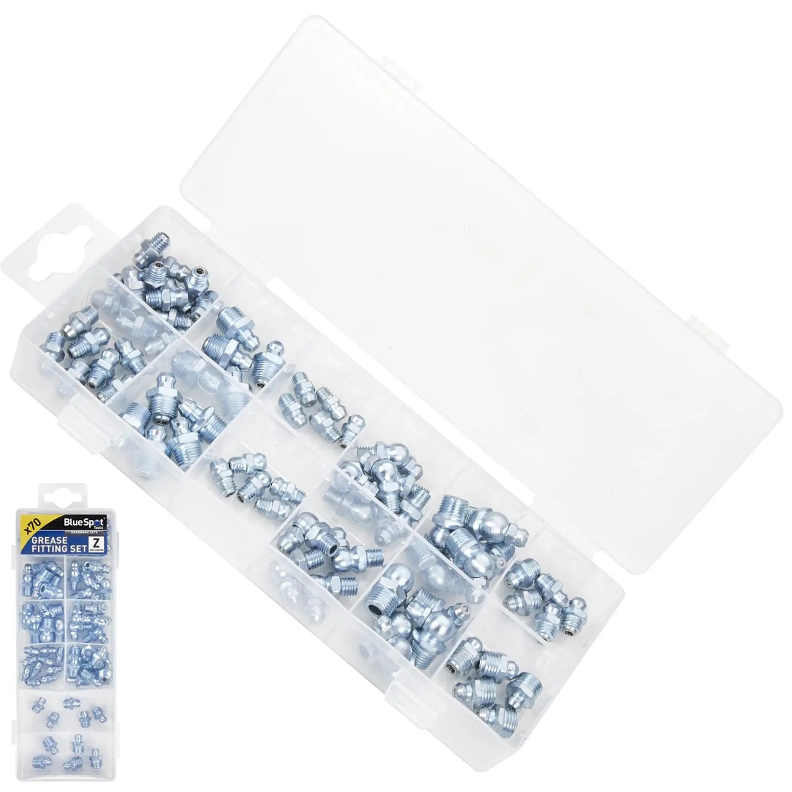BlueSpot Grease Fitting Set 70 Piece  White Rose Tools