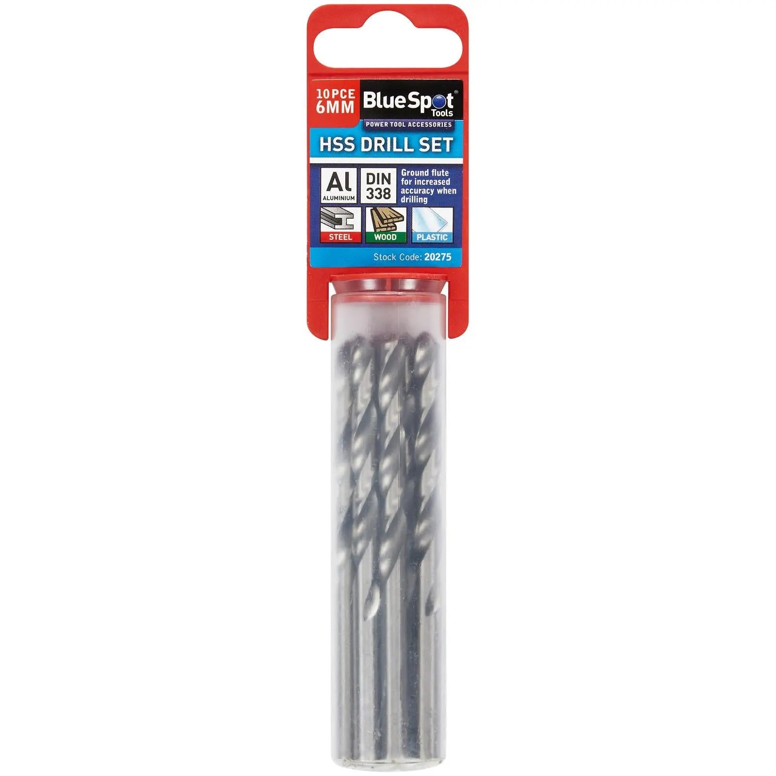 BlueSpot HSS Metal Drill Bits 6mm 10 Pack White Rose Tools
