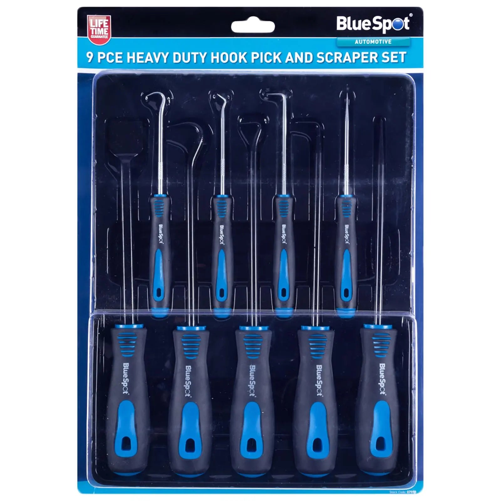 BlueSpot Hook Pick and Scraper Set Heavy Duty 9 Piece Soft Grip Handles