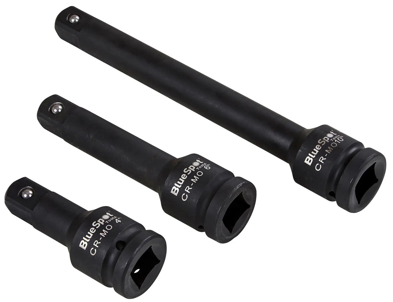 BlueSpot Impact Extension Bar Set 3/4" Drive 101mm 4" 152mm 6" 254mm 10" 3 Piece White Rose Tools