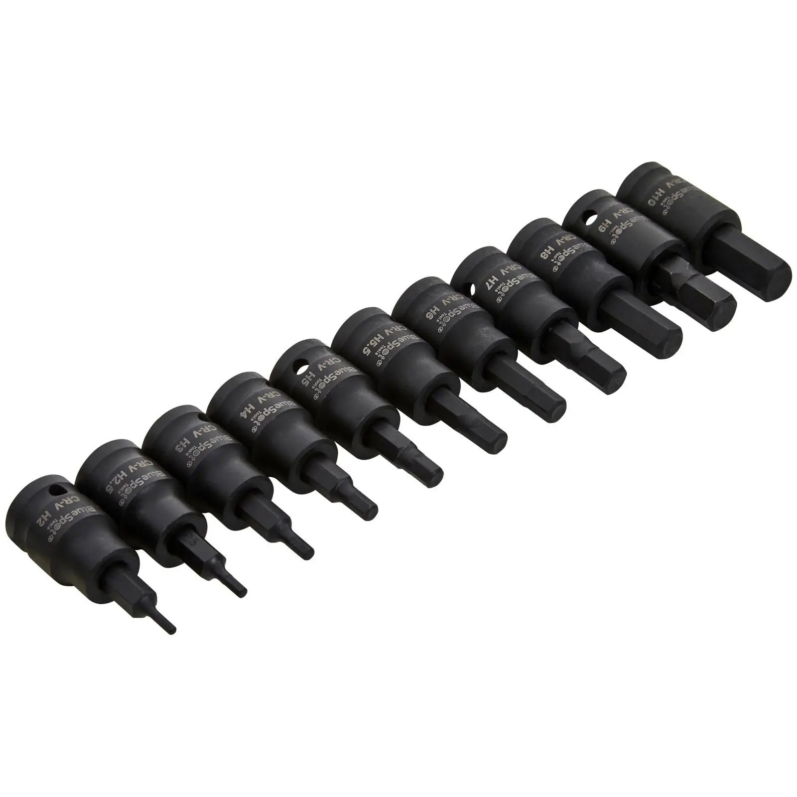 BlueSpot Impact Hex Socket Bit Set 3/8" Drive 2-10mm 11 Piece White Rose Tools