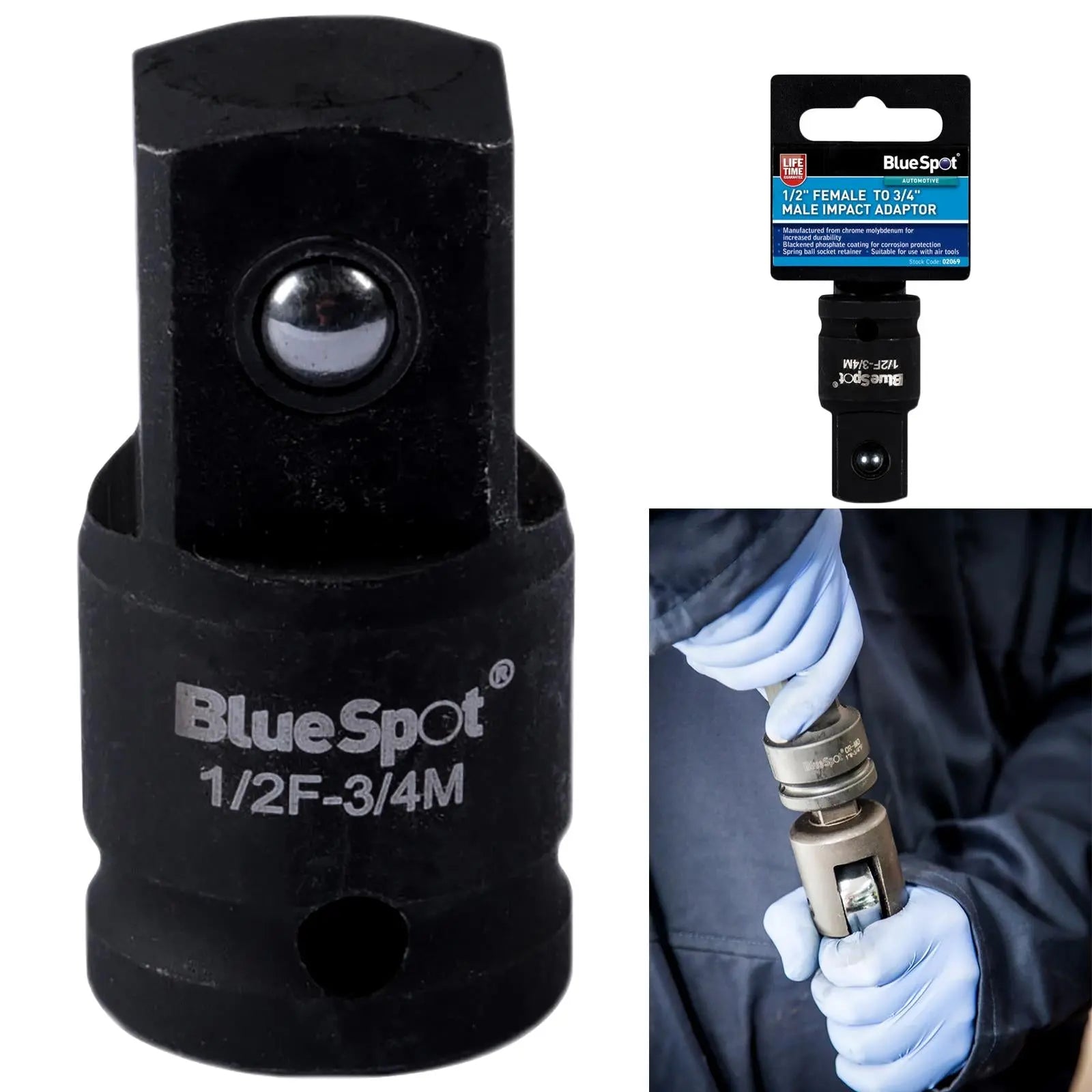 BlueSpot Impact Socket Adaptor 1/2" Female to 3/4" Male