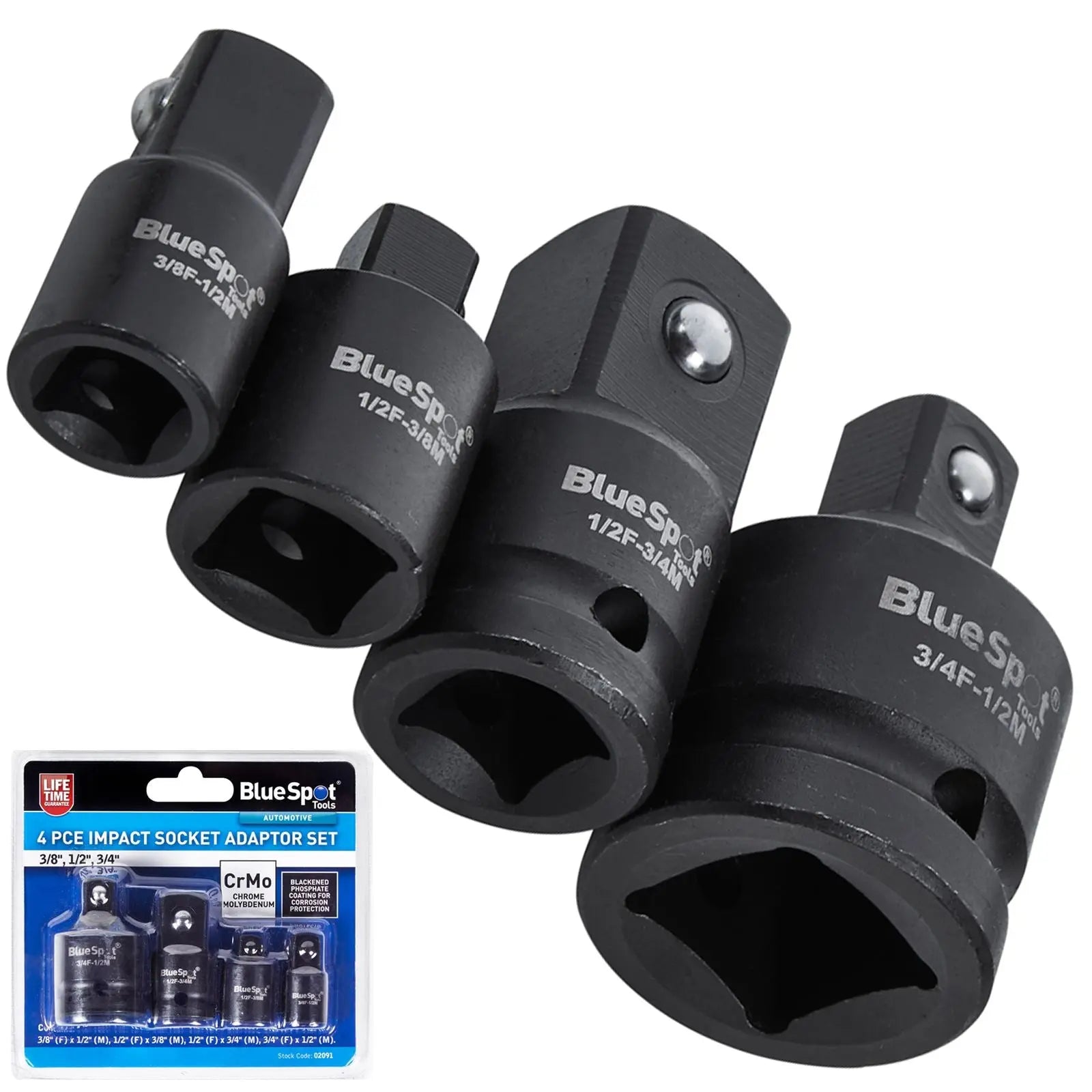 BlueSpot Impact Socket Adaptor Set 4 Piece 3/8" 1/2" 3/4