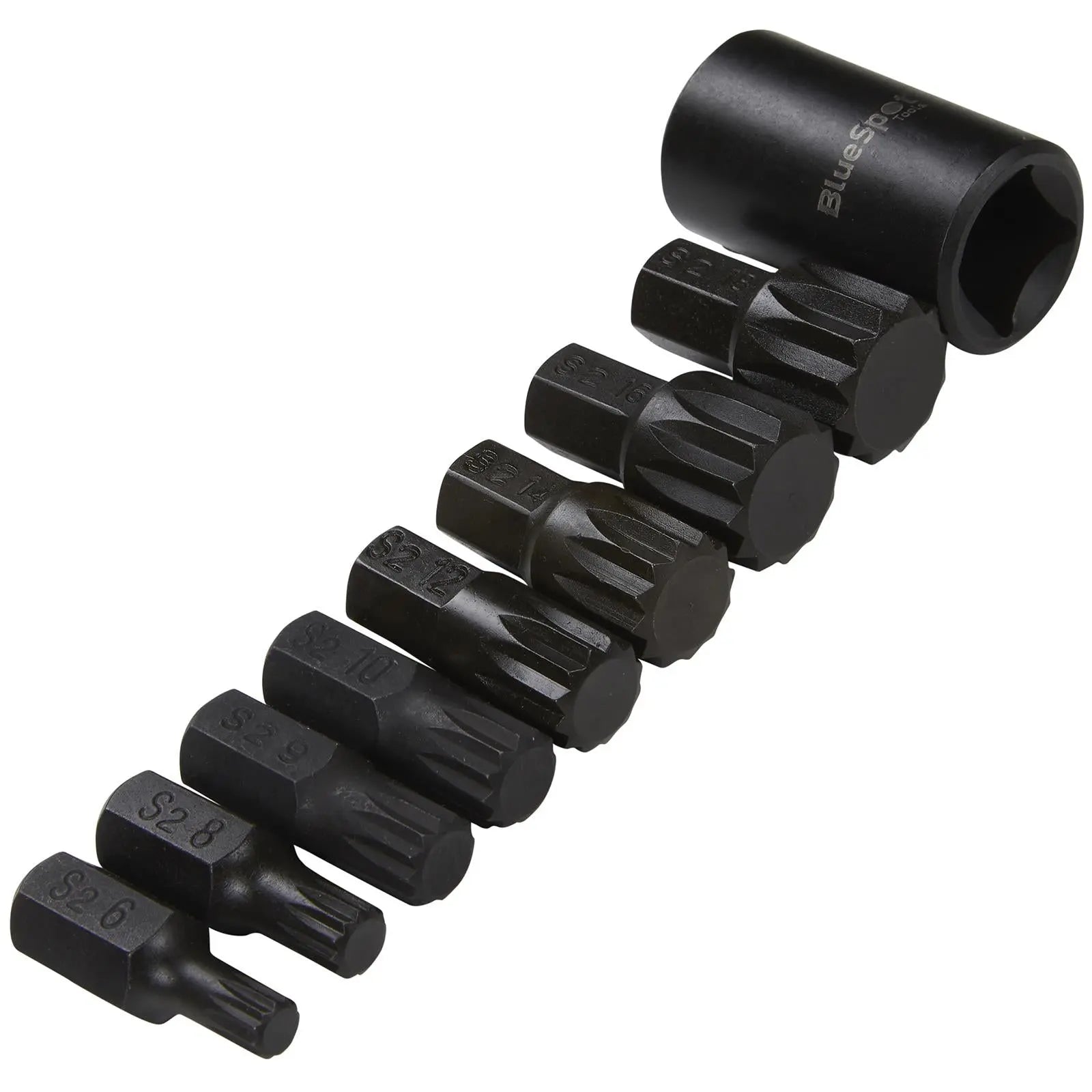 BlueSpot Impact Spline Bits Sockets 1/2" Drive M6-M18 9 Piece