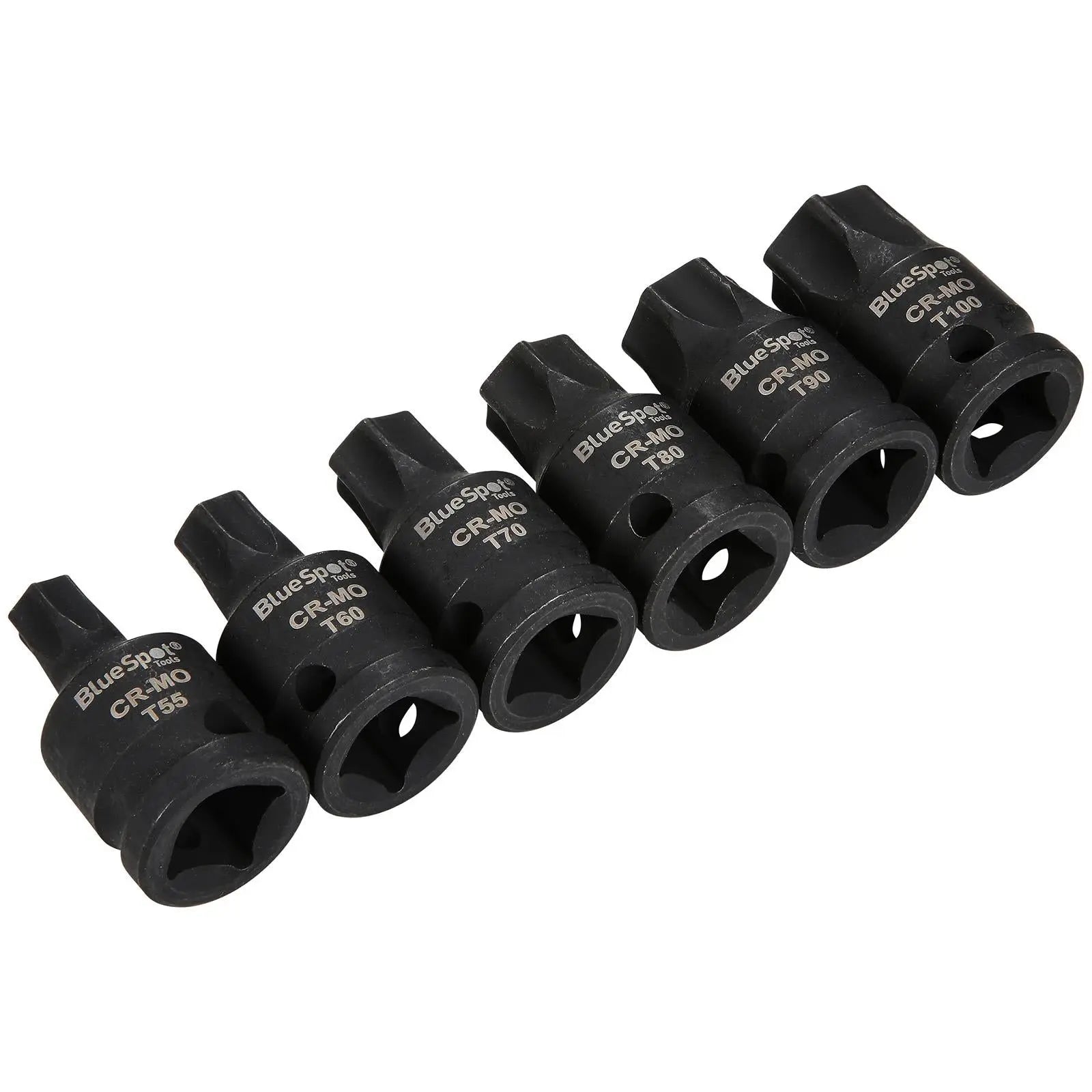 BlueSpot Impact Torx Socket Set 1/2" Drive T55-T100 6 Piece White Rose Tools