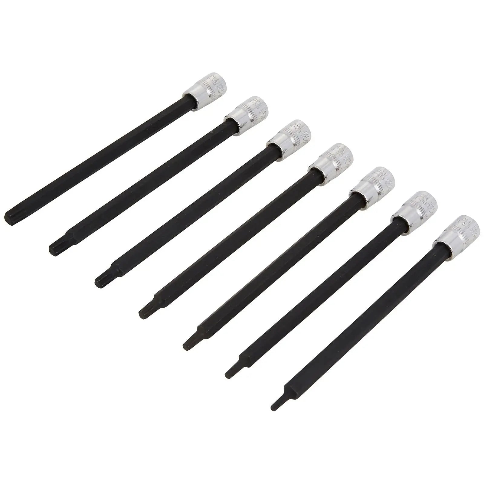 BlueSpot Impact Torx Socket Set Extra Long 130mm 1/4" Drive T10-T40 7 Piece White Rose Tools