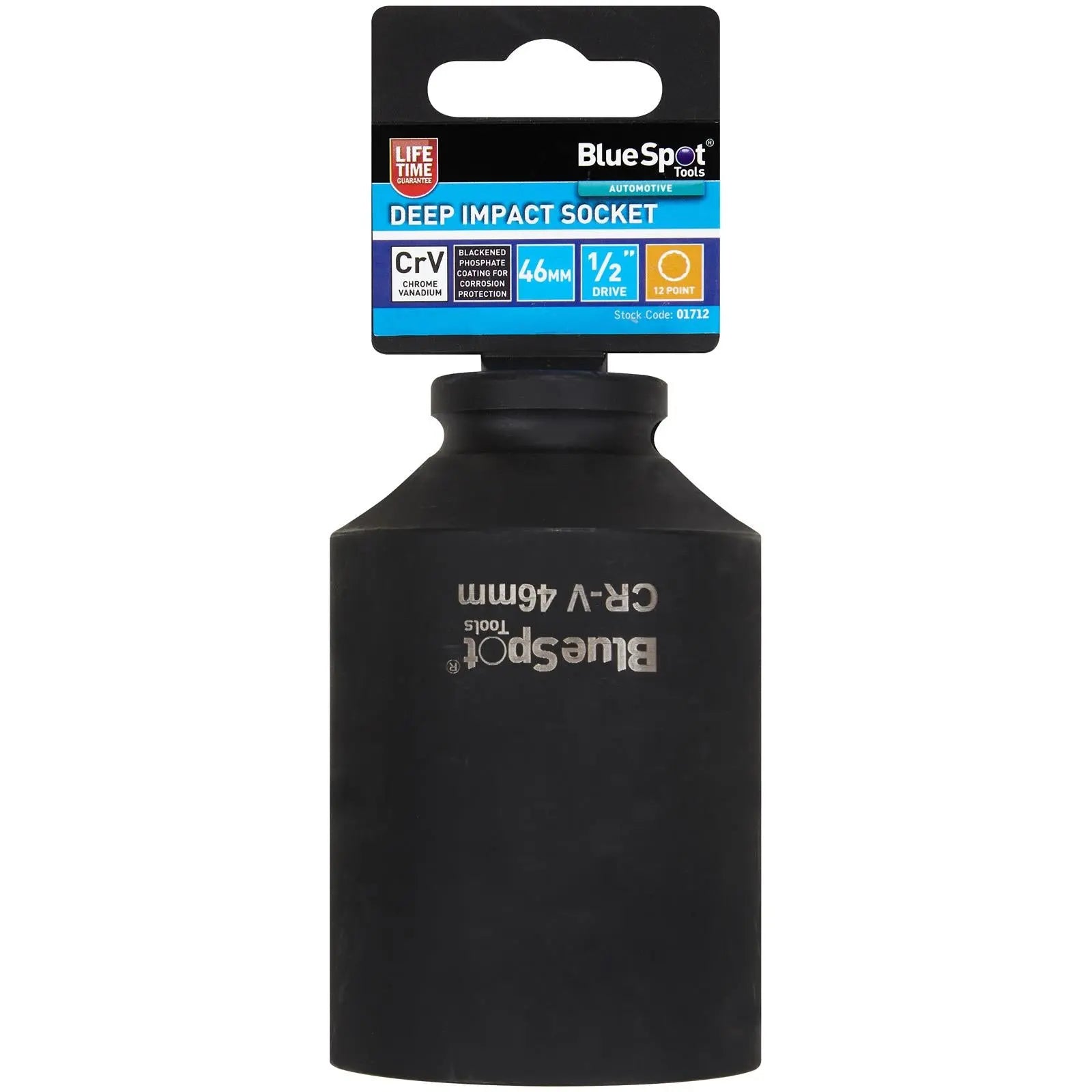 BlueSpot Individual Extra Deep Impact Socket 12 Point 1/2" Drive 46mm White Rose Tools