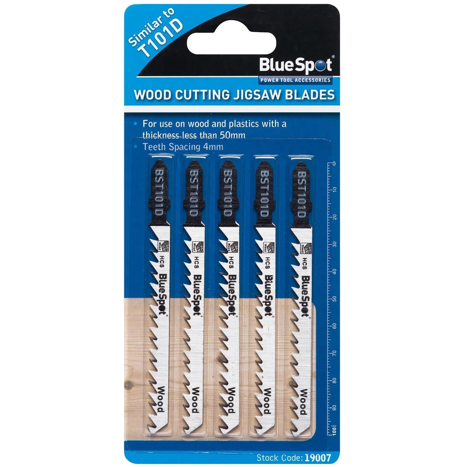 BlueSpot Jigsaw Blades 5 Piece Fast Cut for Wood 6 TPI T101D