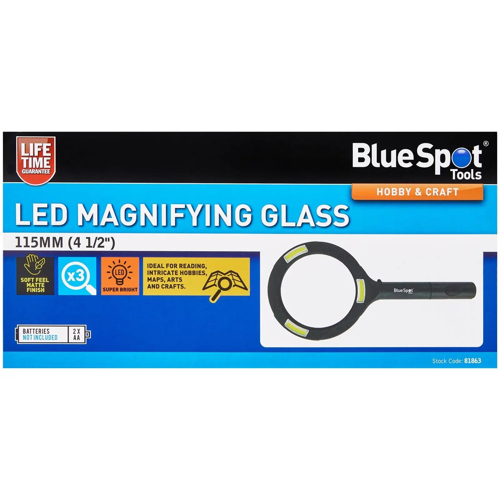 BlueSpot LED Magnifying Glass 115mm White Rose Tools