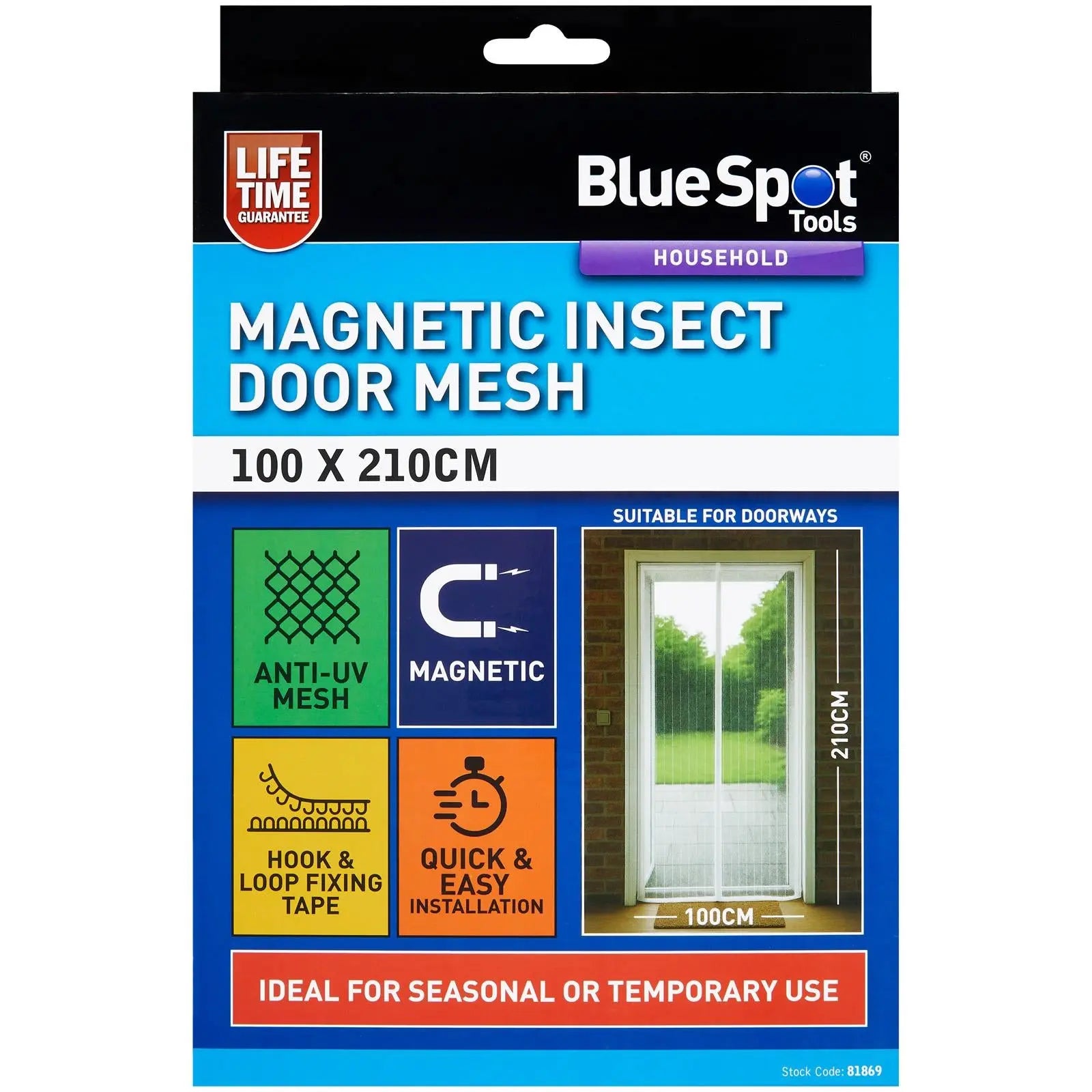 BlueSpot Magnetic Insect Door Mesh Screen 100 x 210cm White Rose Tools