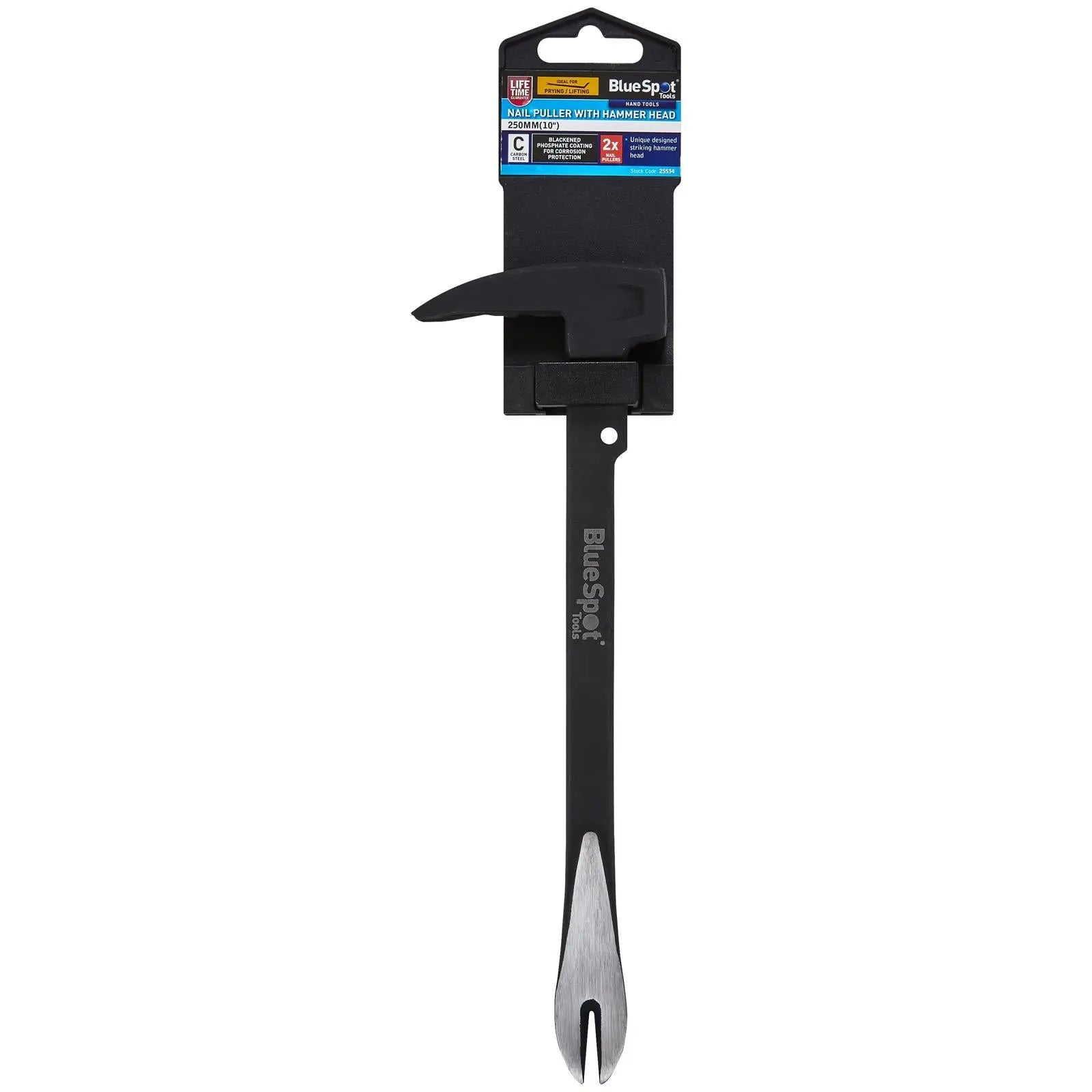 BlueSpot Nail Puller with Hammer Head 250mm 10in White Rose Tools