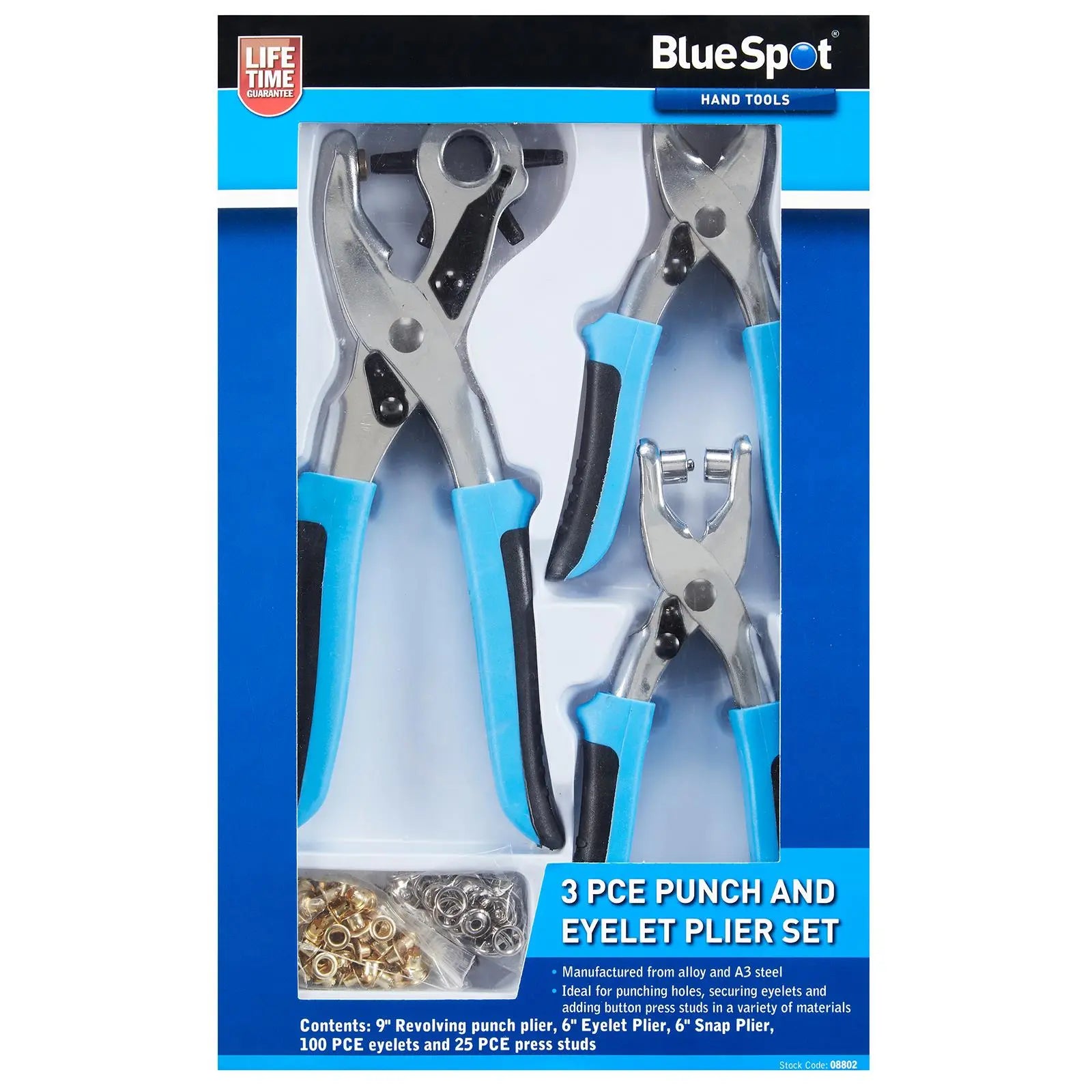 BlueSpot Punch And Eyelet Plier Set 3 Piece