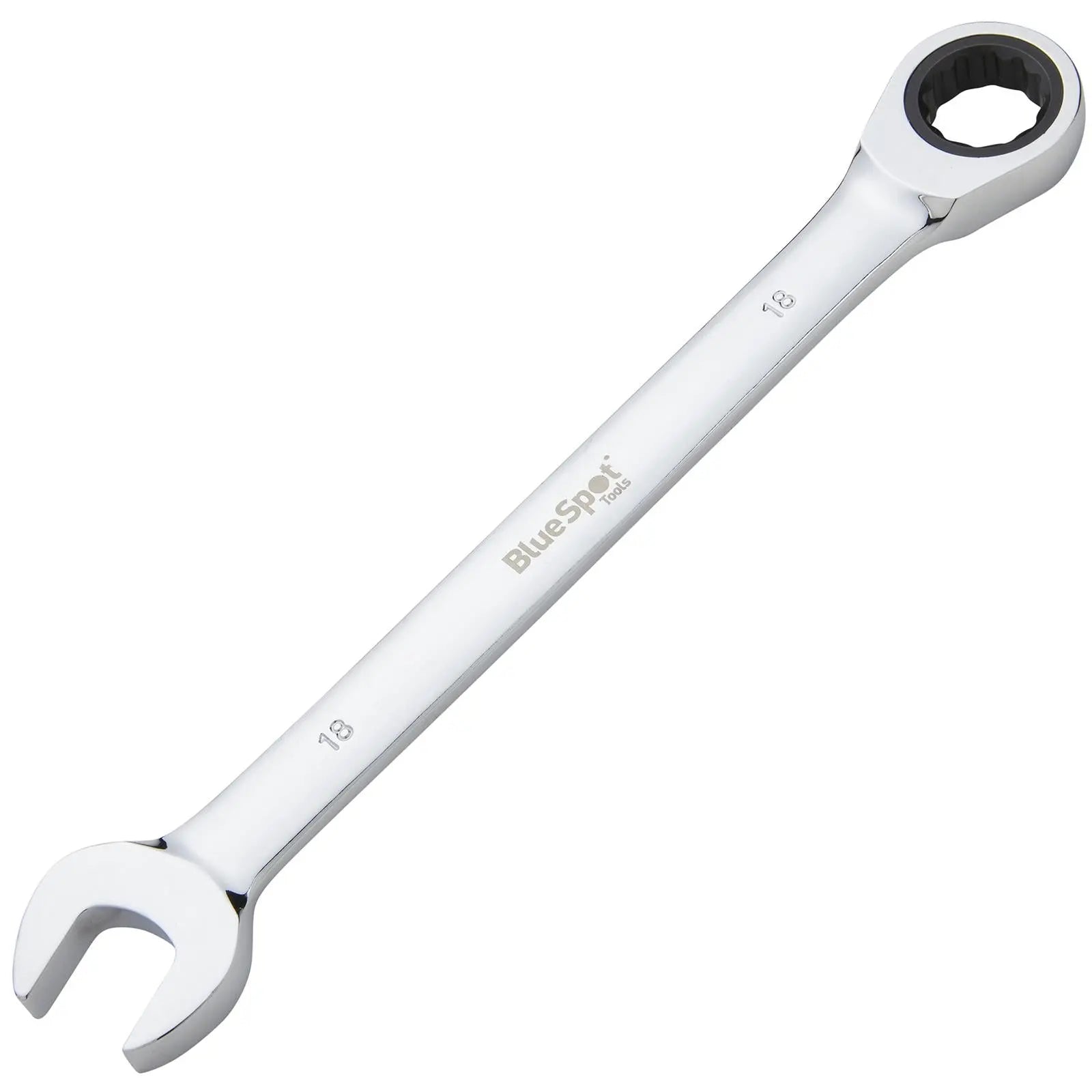 BlueSpot Ratchet Combination Spanner Fixed Head Chrome Vanadium 18mm