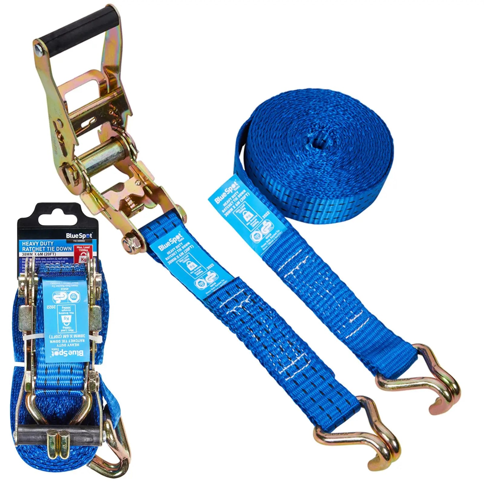 BlueSpot Ratchet Tie Down Heavy Duty 38mm x 6 m ( 20ft )
