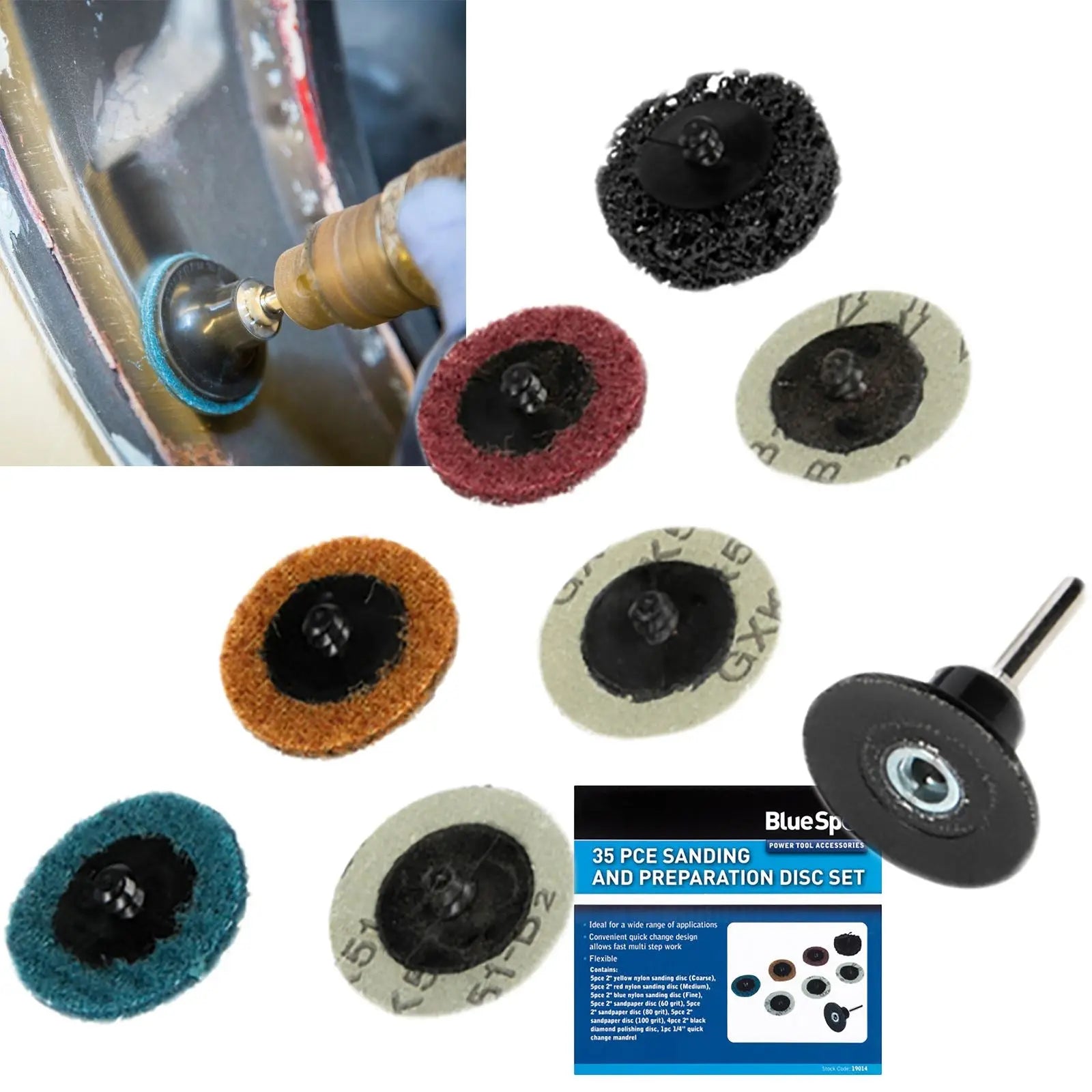 BlueSpot Sanding and Preparation Disc Set 50mm 35 Piece