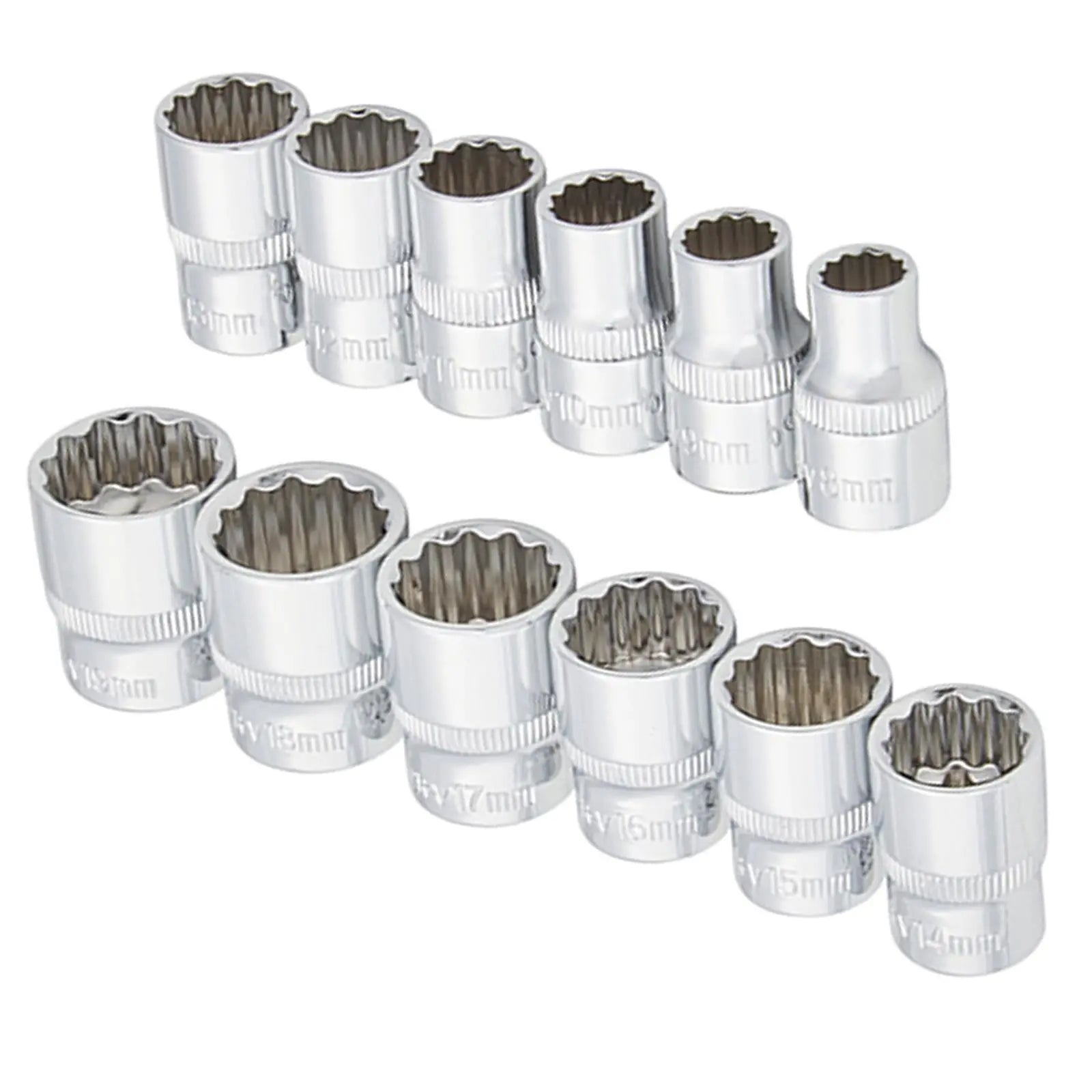 BlueSpot Shallow Socket Set in EVA Foam 12 Piece 3/8" Drive Metric 8-19mm