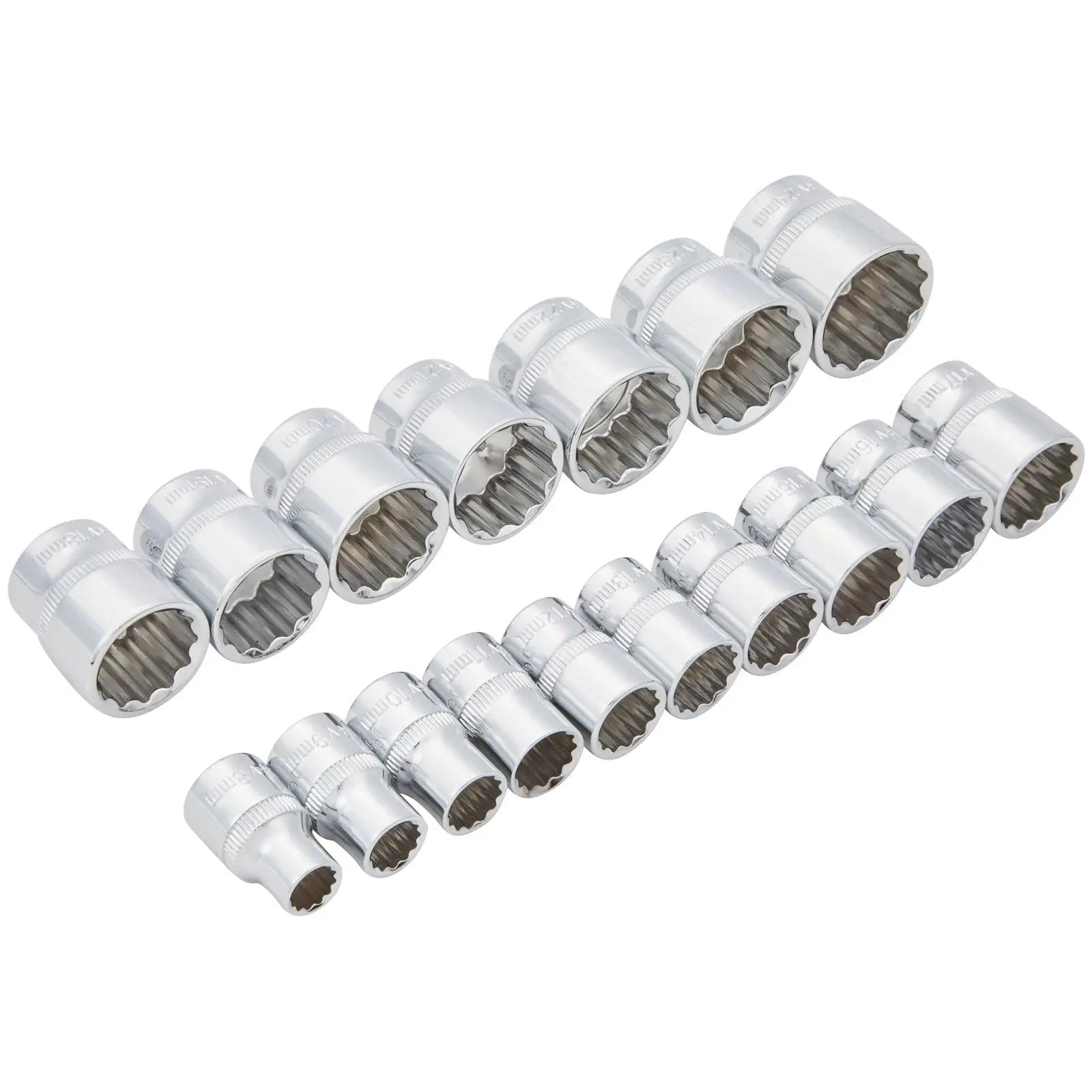 BlueSpot Shallow Socket Set on Rail 17 Piece 3/8" Drive Metric 8-24mm