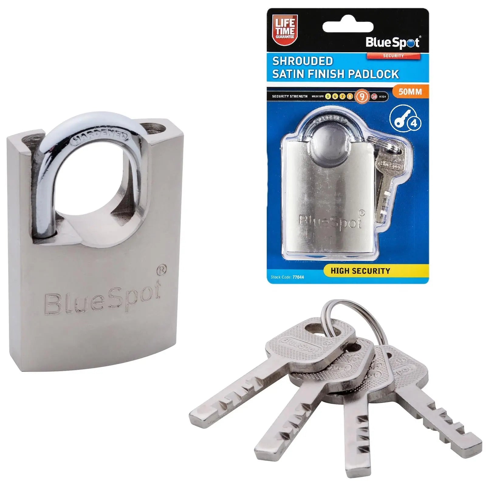 BlueSpot Shrouded Satin Finish Padlock 50mm