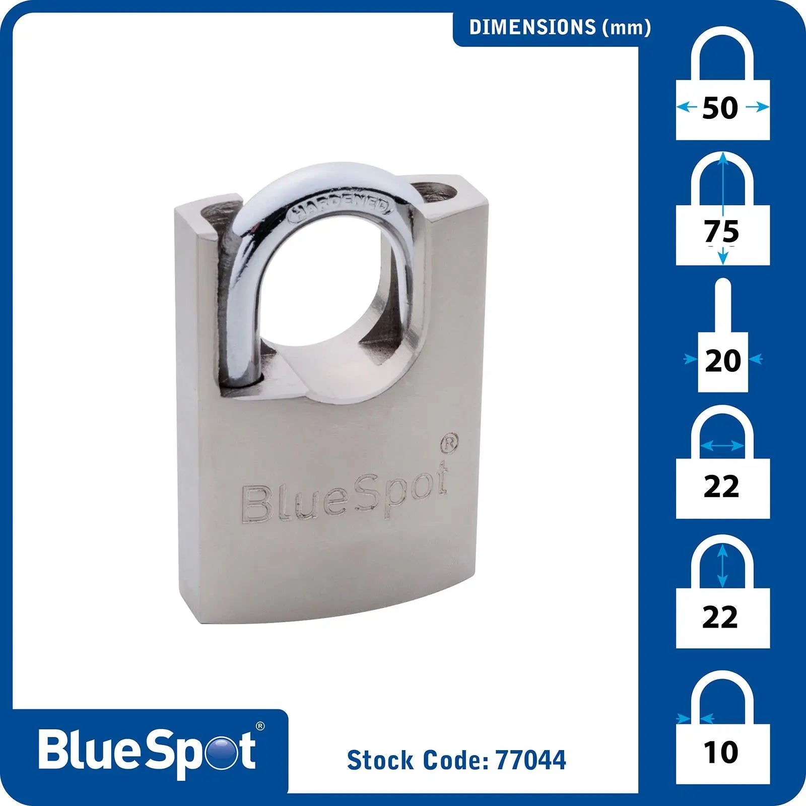 BlueSpot Shrouded Satin Finish Padlock 50mm