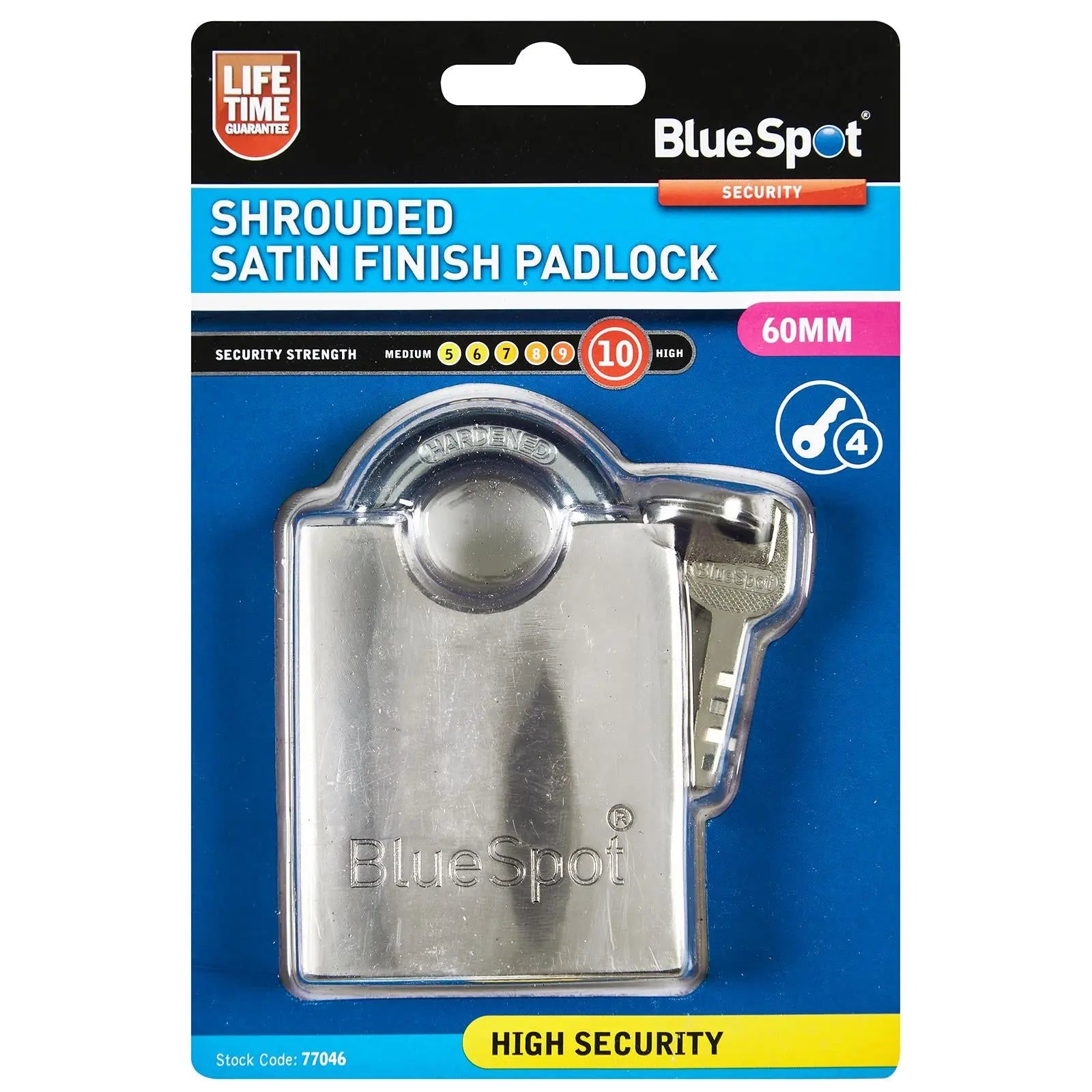 BlueSpot Shrouded Satin Finish Padlock 60mm