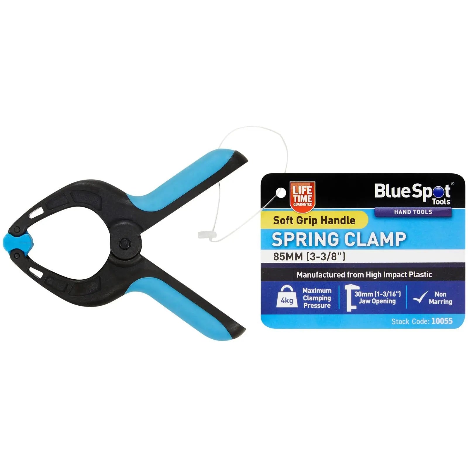 BlueSpot Spring Clamp Non Marring Soft Grip 85mm 3 3/8 White Rose Tools
