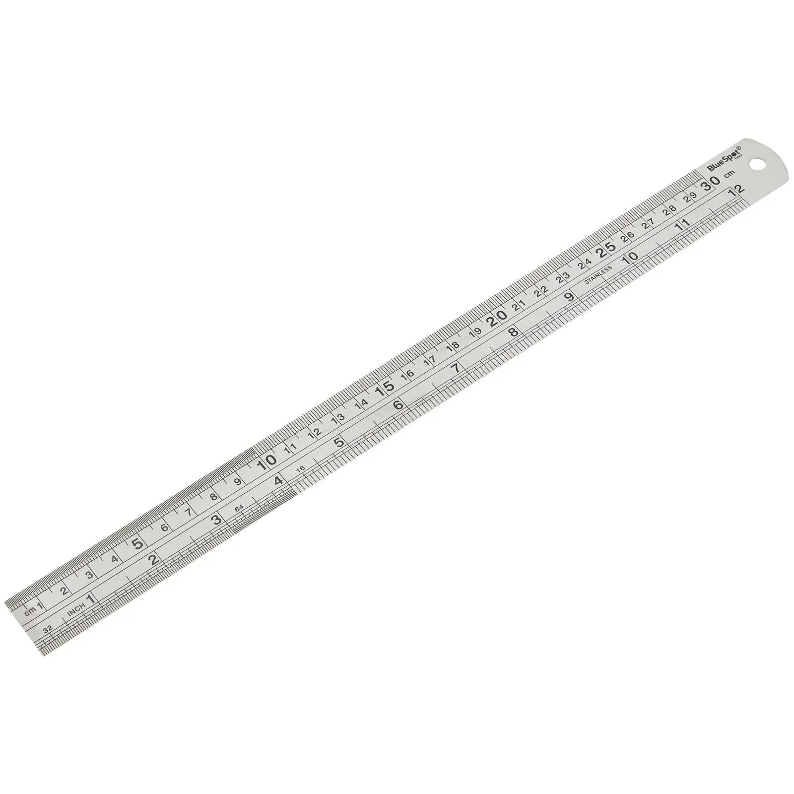 BlueSpot Stainless Steel Ruler 300mm 12in Metric Imperial Measurements White Rose Tools