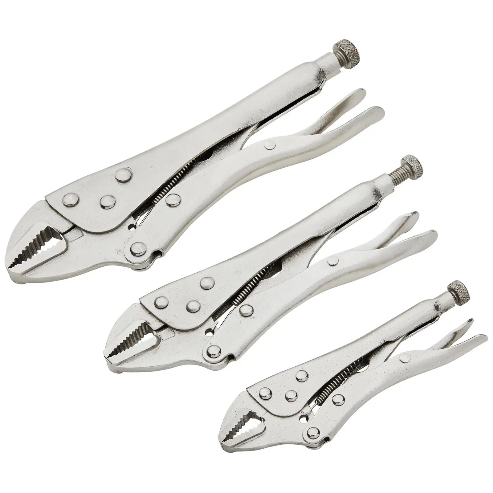 BlueSpot Straight Jaw Locking Pliers in Wallet 3 Piece Set 125mm 180mm 250mm