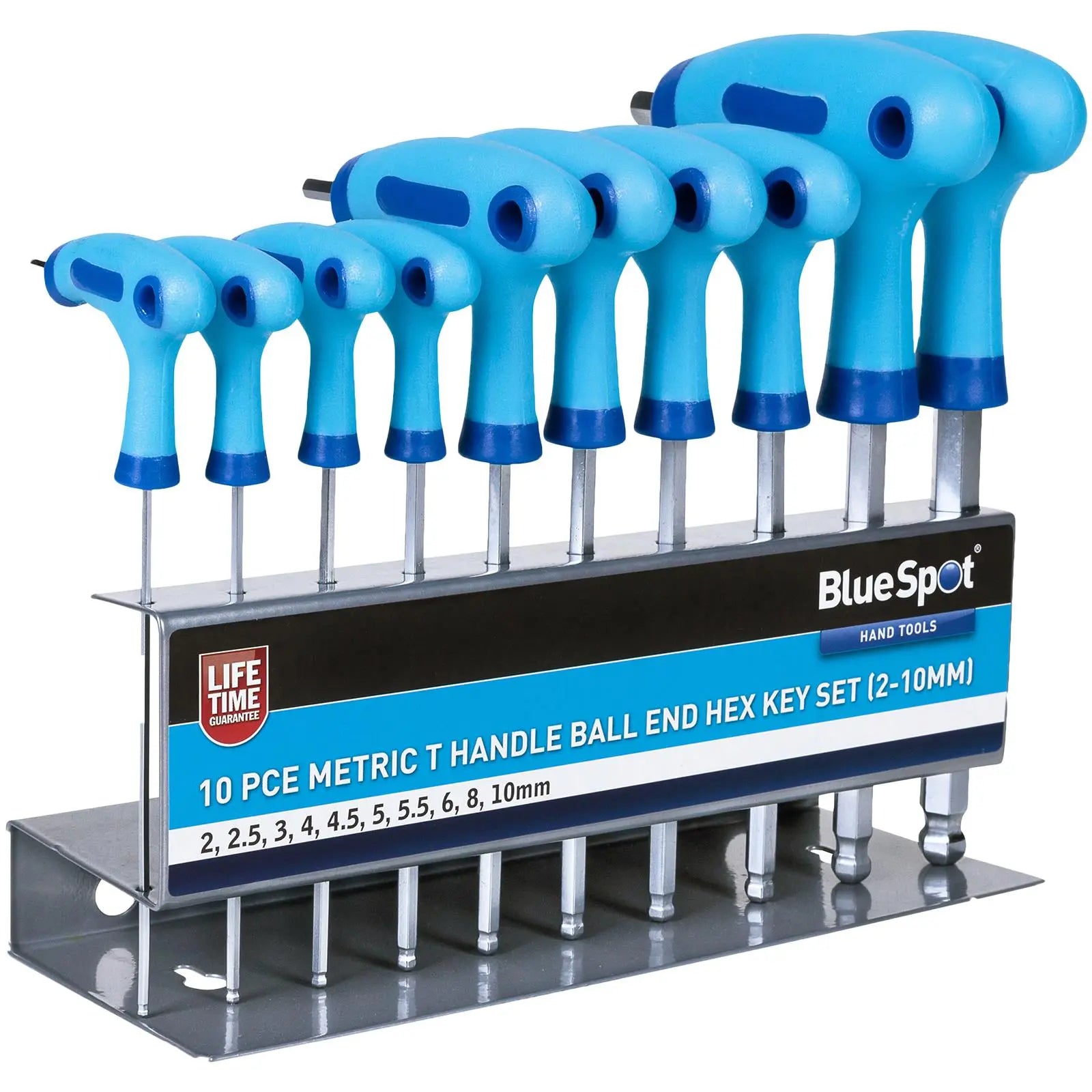 BlueSpot T-Handle Ball End Hex Key Set 10 Piece 2mm-10mm