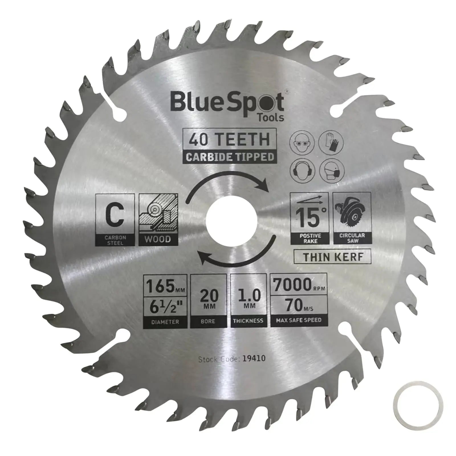 BlueSpot TCT Circular Saw Blade 40 Teeth 165mm x 20mm  White Rose Tools