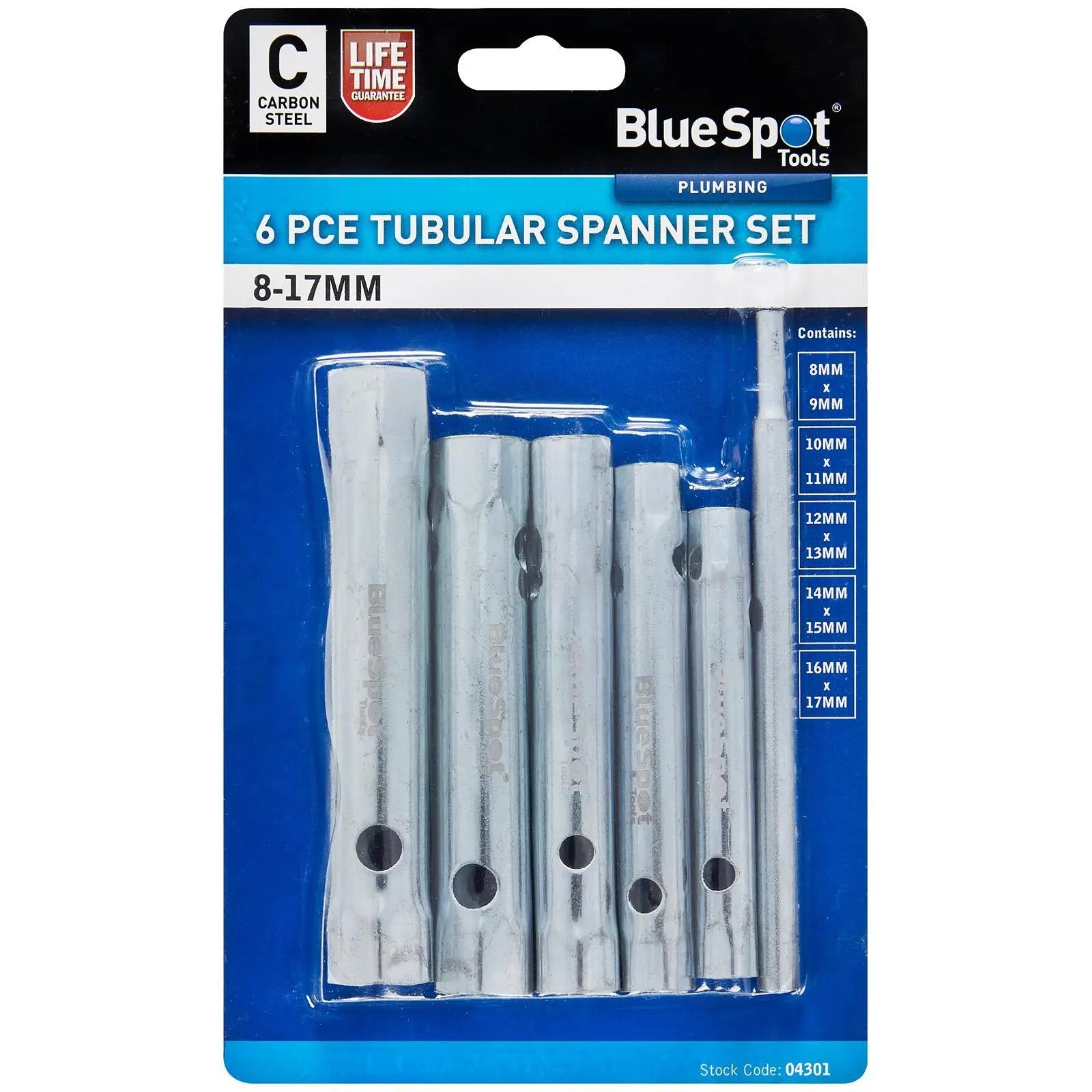 BlueSpot Tubular Spanner Set 8-17mm 6 Piece  White Rose Tools