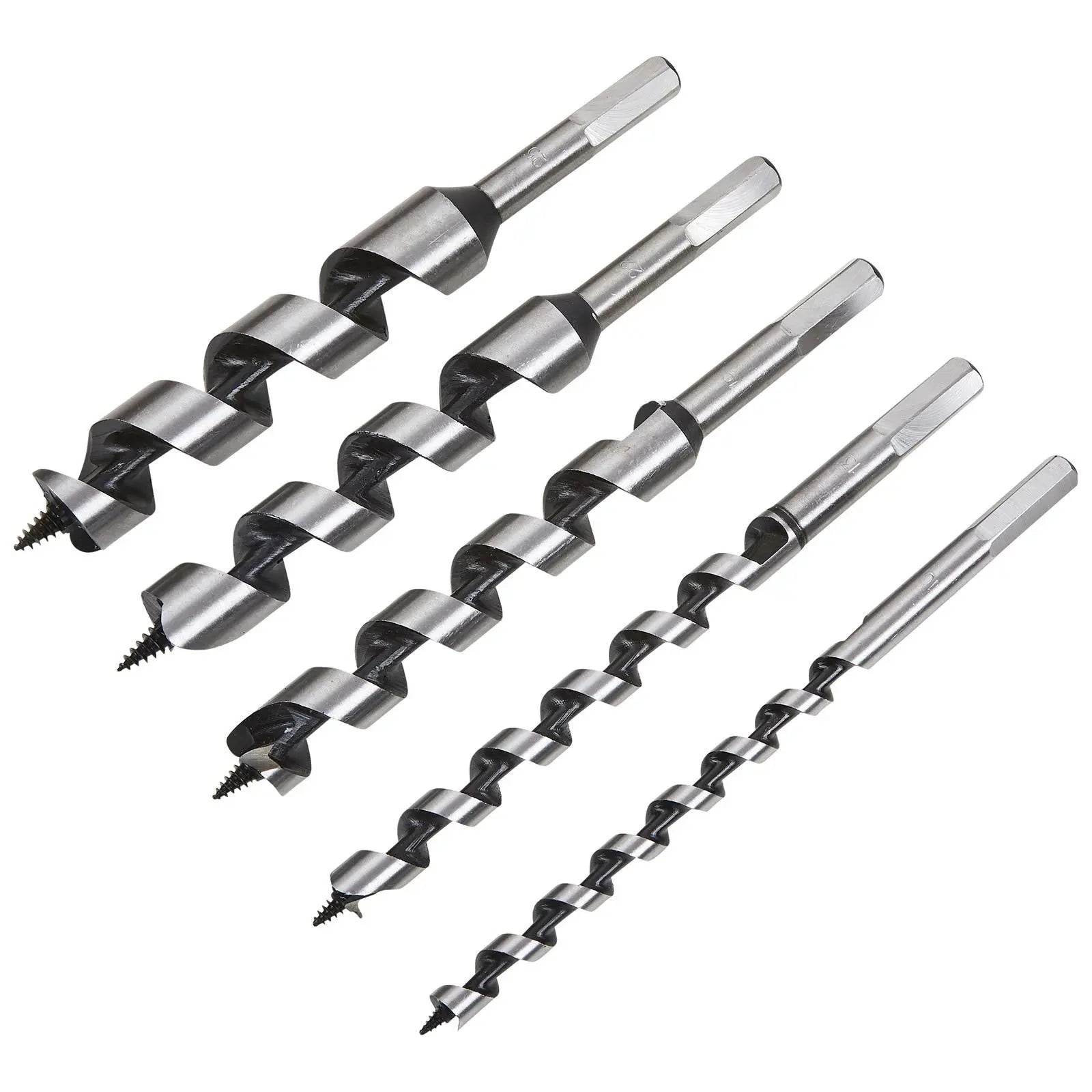 BlueSpot Wood Auger Drill Bit Set 10-25mm Hex Shank 5 Pieces  White Rose Tools
