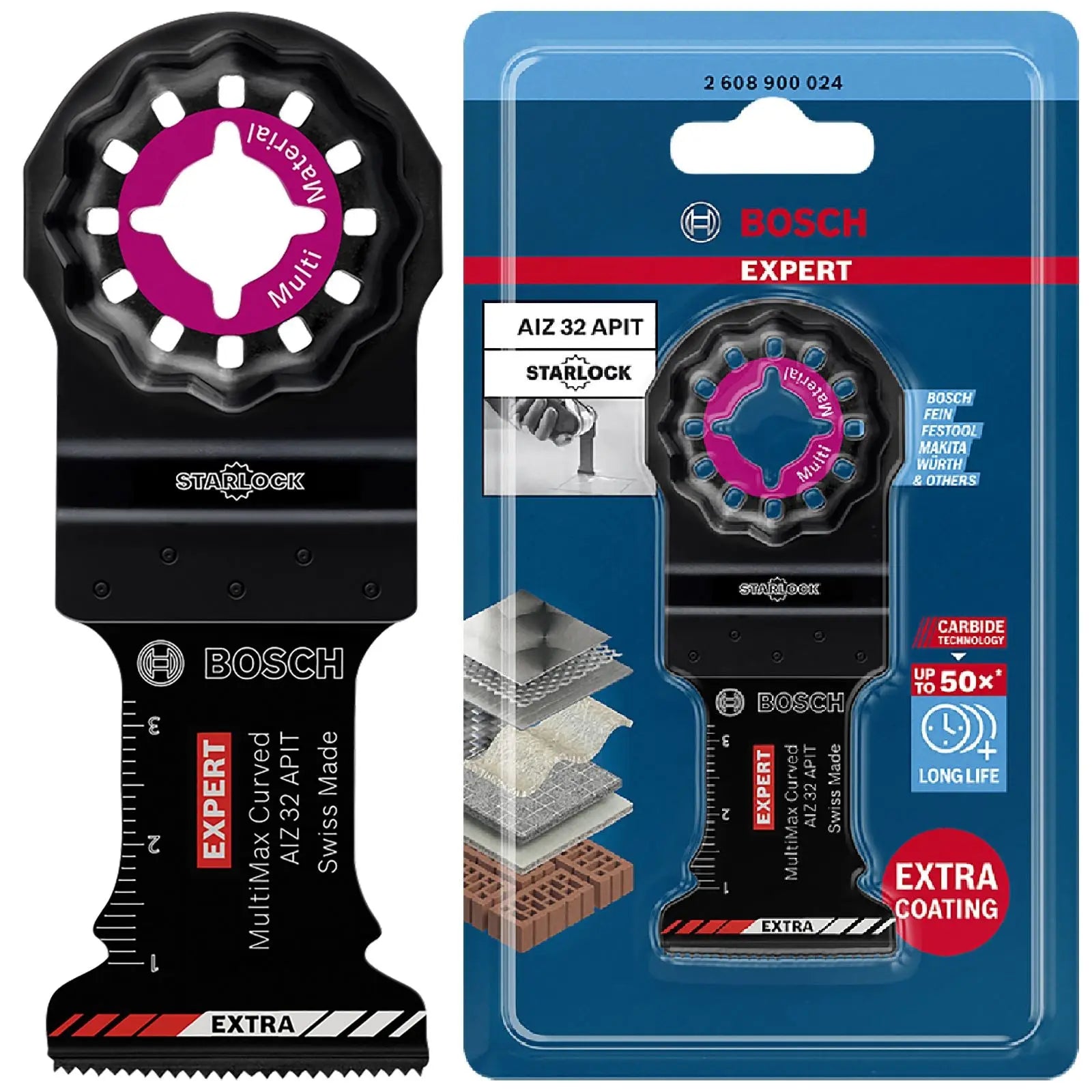 Bosch EXPERT Multi Tool Blade Starlock 32mm x 40mm Carbide Technology AIZ 32 APIT MultiMax White Rose Tools