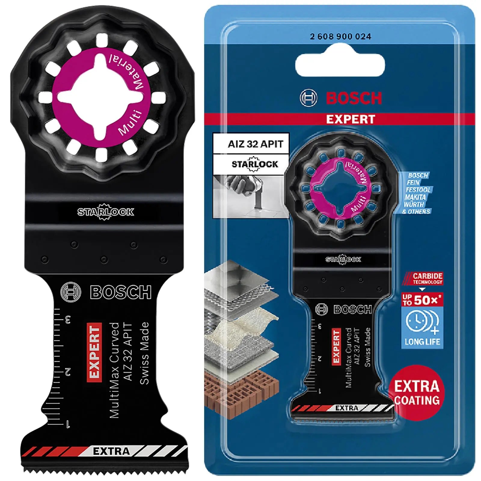 Bosch EXPERT Multi Tool Blade Starlock 32mm x 40mm Carbide Technology AIZ 32 APIT MultiMax White Rose Tools