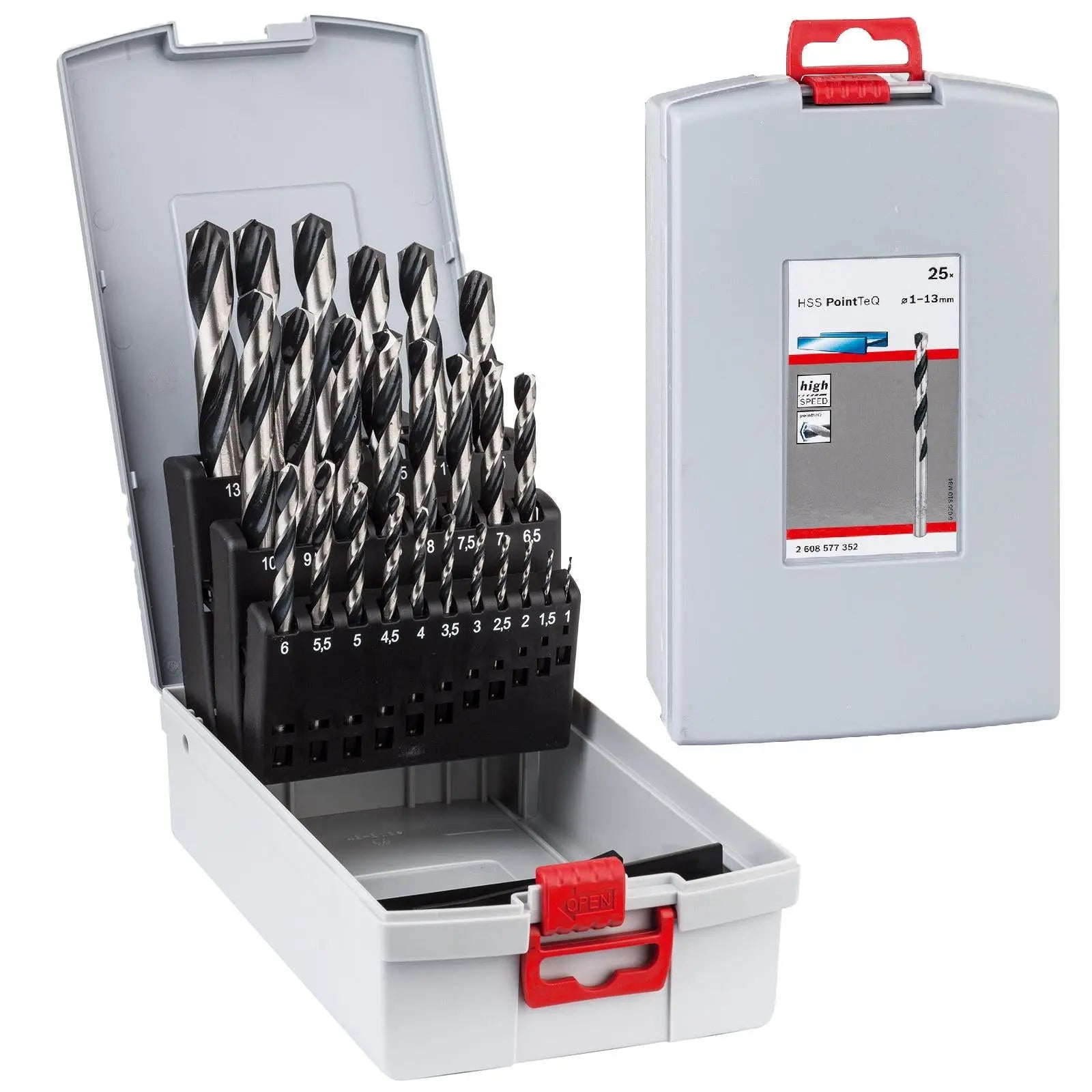 Bosch Professional HSS Drill Bit Set 1-13mm Metal Twist Drills PointTeQ 25 Pieces White Rose Tools