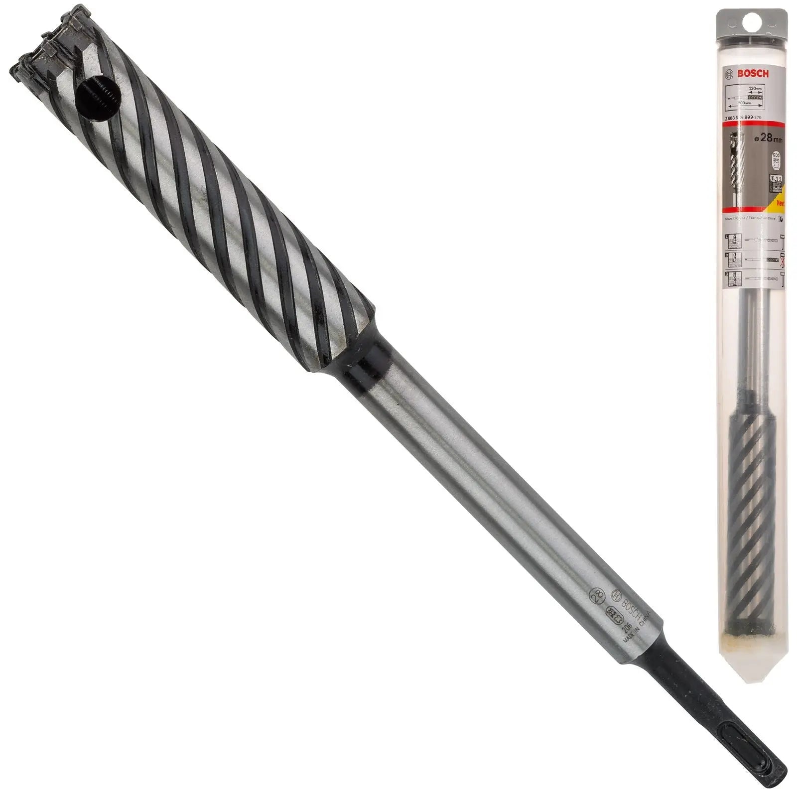 Bosch Rebar Cutter Drill Bit 4 Cutter SDS Plus 9 Reinforced Concrete 300mm 16-32mm (WL:120mm)  White Rose Tools