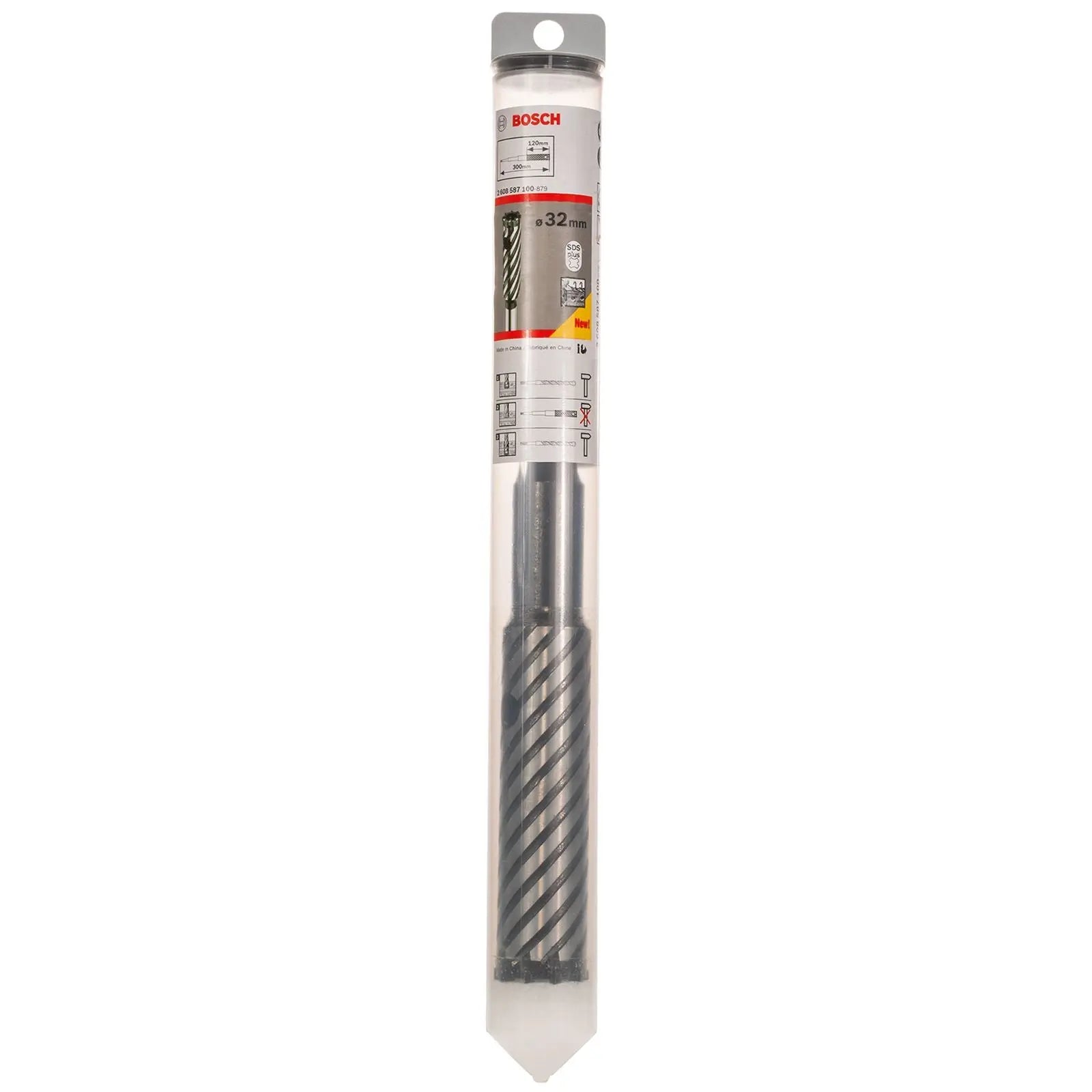 Bosch Rebar Cutter Drill Bit 4 Cutter SDS Plus 9 Reinforced Concrete 300mm 16-32mm (WL:120mm)  White Rose Tools