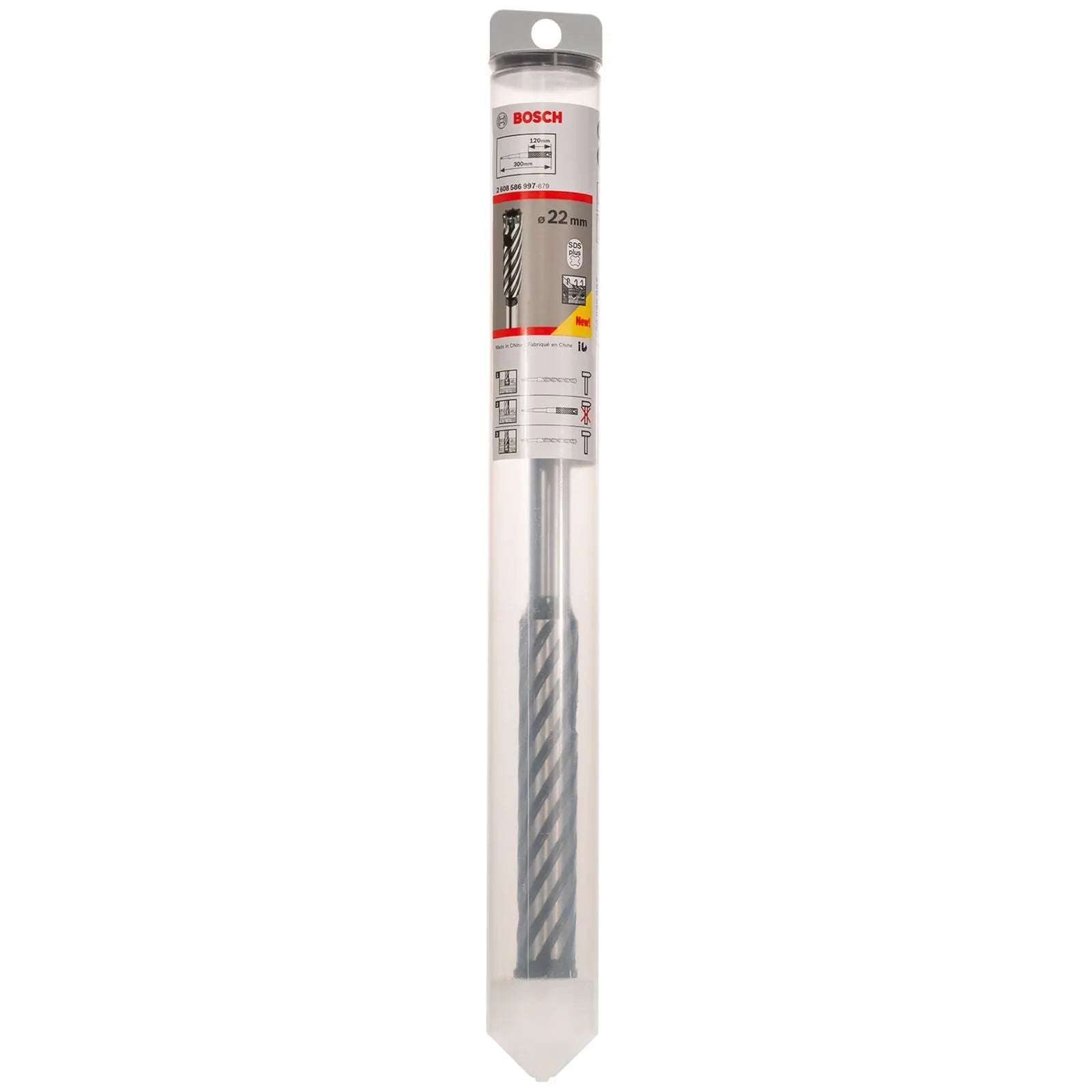 Bosch Rebar Cutter Drill Bit 4 Cutter SDS Plus 9 Reinforced Concrete 300mm 16-32mm (WL:120mm)  White Rose Tools