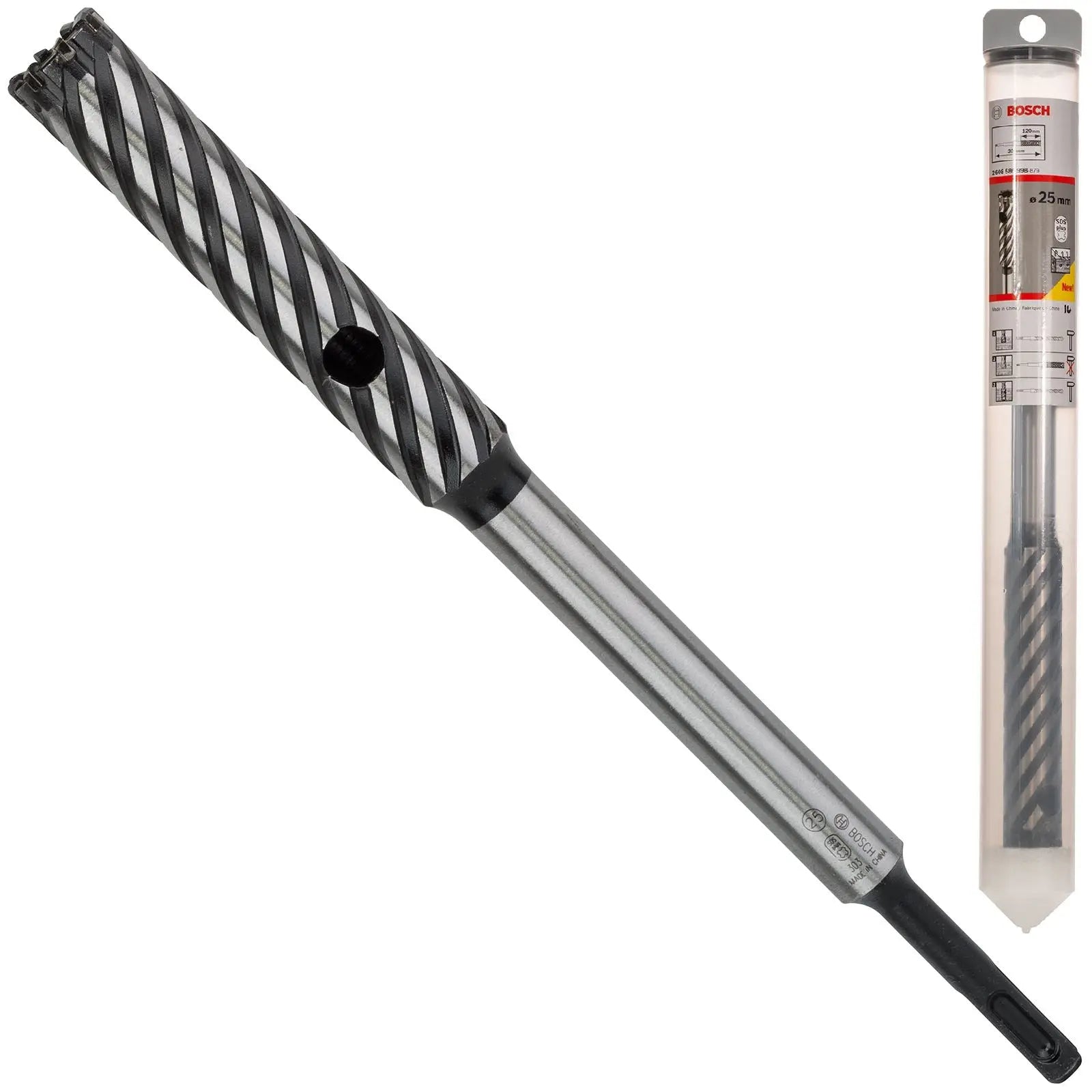 Bosch Rebar Cutter Drill Bit 4 Cutter SDS Plus 9 Reinforced Concrete 300mm 16-32mm (WL:120mm)  White Rose Tools