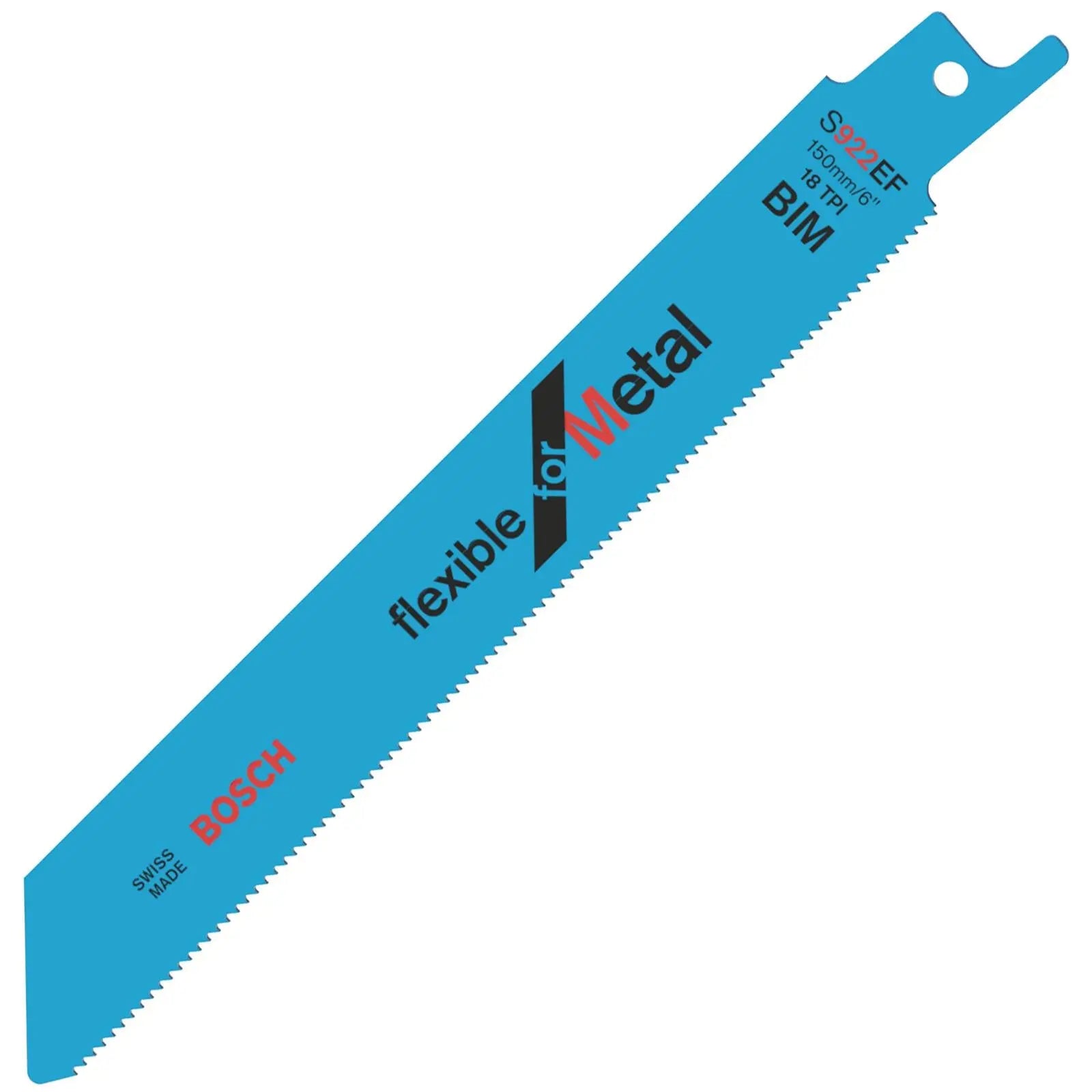 Bosch Reciprocating Saw Blades 150mm 6" 5 Pack S922EF Bi-Metal Recipro Blade for Metal White Rose Tools