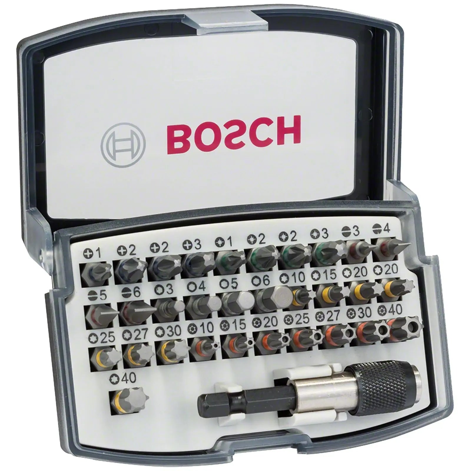 Bosch Screwdriver Bit Set 32 Piece Quick Change Bit Holder in Case White Rose Tools