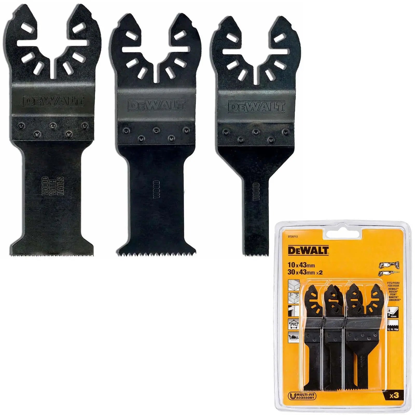 DeWalt Multi-Tool Saw Blade Set Oscillating Cutting Wood Nails Accessory 3pc DT20713 White Rose Tools